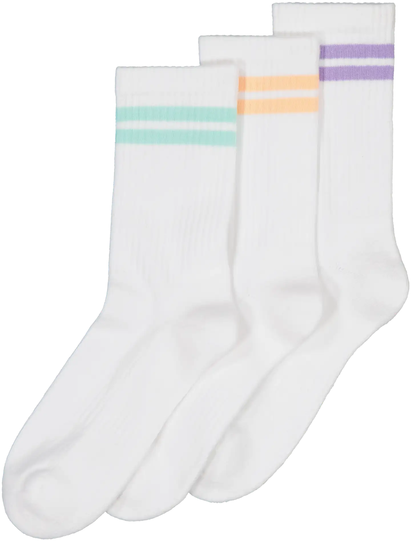 House naisten sportsukat 214H062505 3-pack - White/pastel stripes