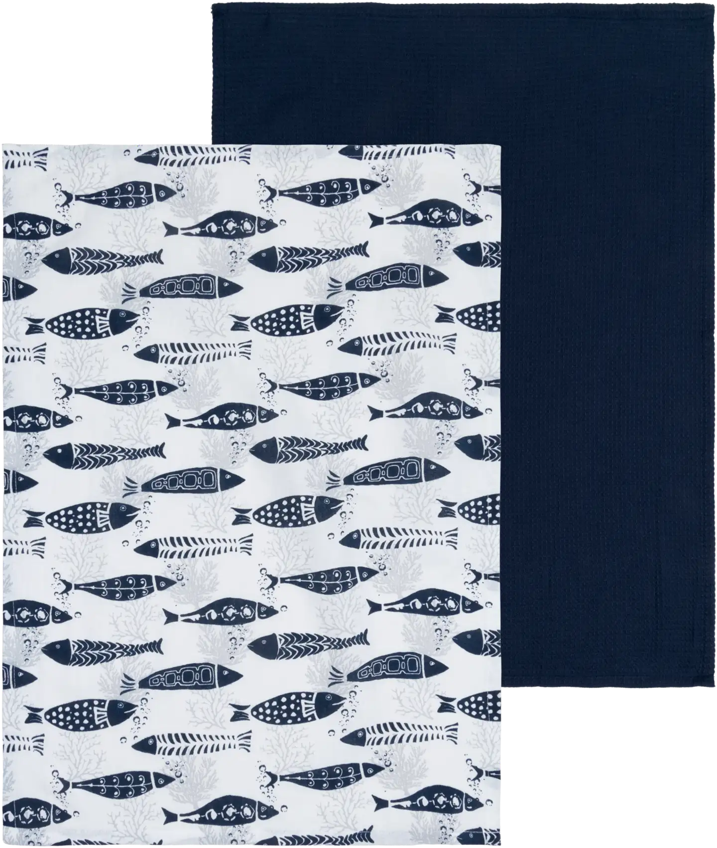 House keittiöpyyhe Fishes 50x70cm sininen/valkoinen 2-pack - 1