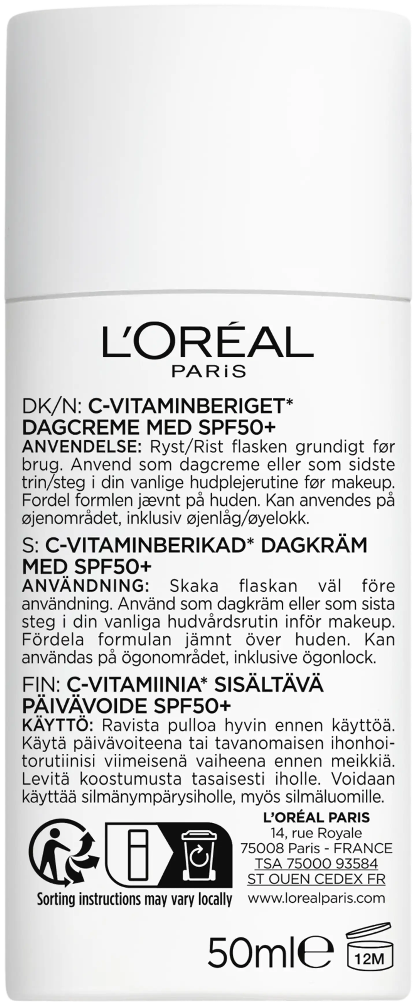 L'Oréal Paris Revitalift Clinical Daily Moisturizing Fluid SPF 50 päivävoide normaalille iholle  50ml - 3