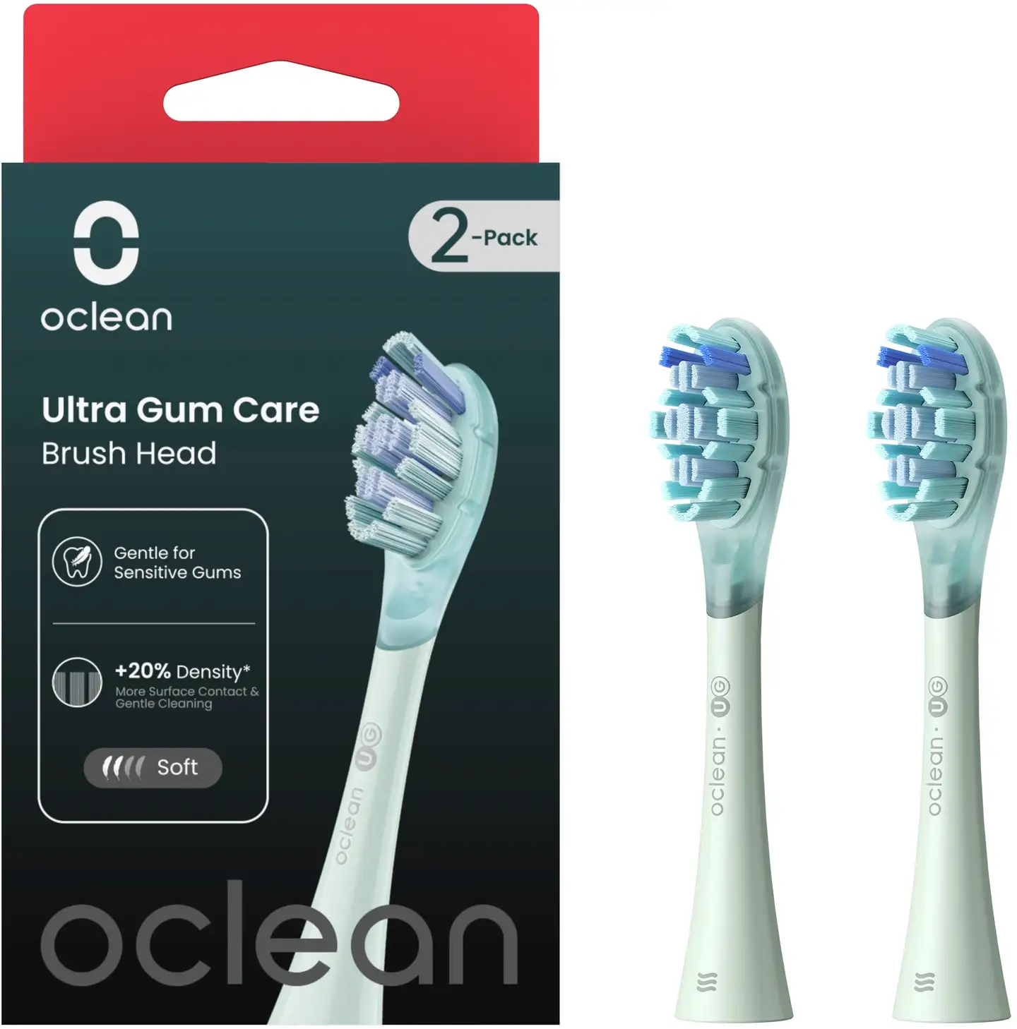 Oclean Ultra Gum Care -harjaspää, 2 kpl, Vihreä