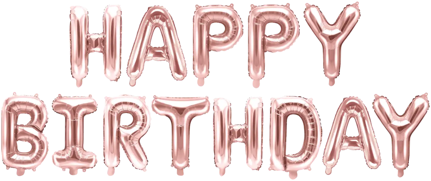 Happy Birthday ruusukulta foliokirjaimet