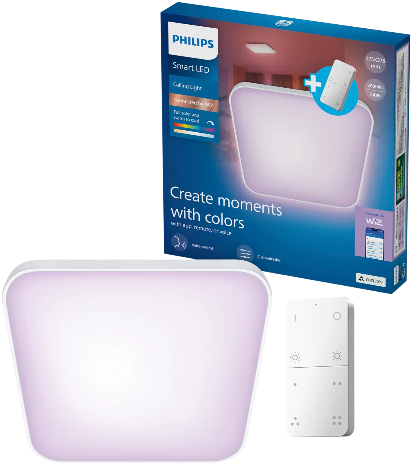 Philips Smart Lighting kattovalaisin neliö 24W RGB +  valkoinen säädettävä kaukosäätimellä - 1
