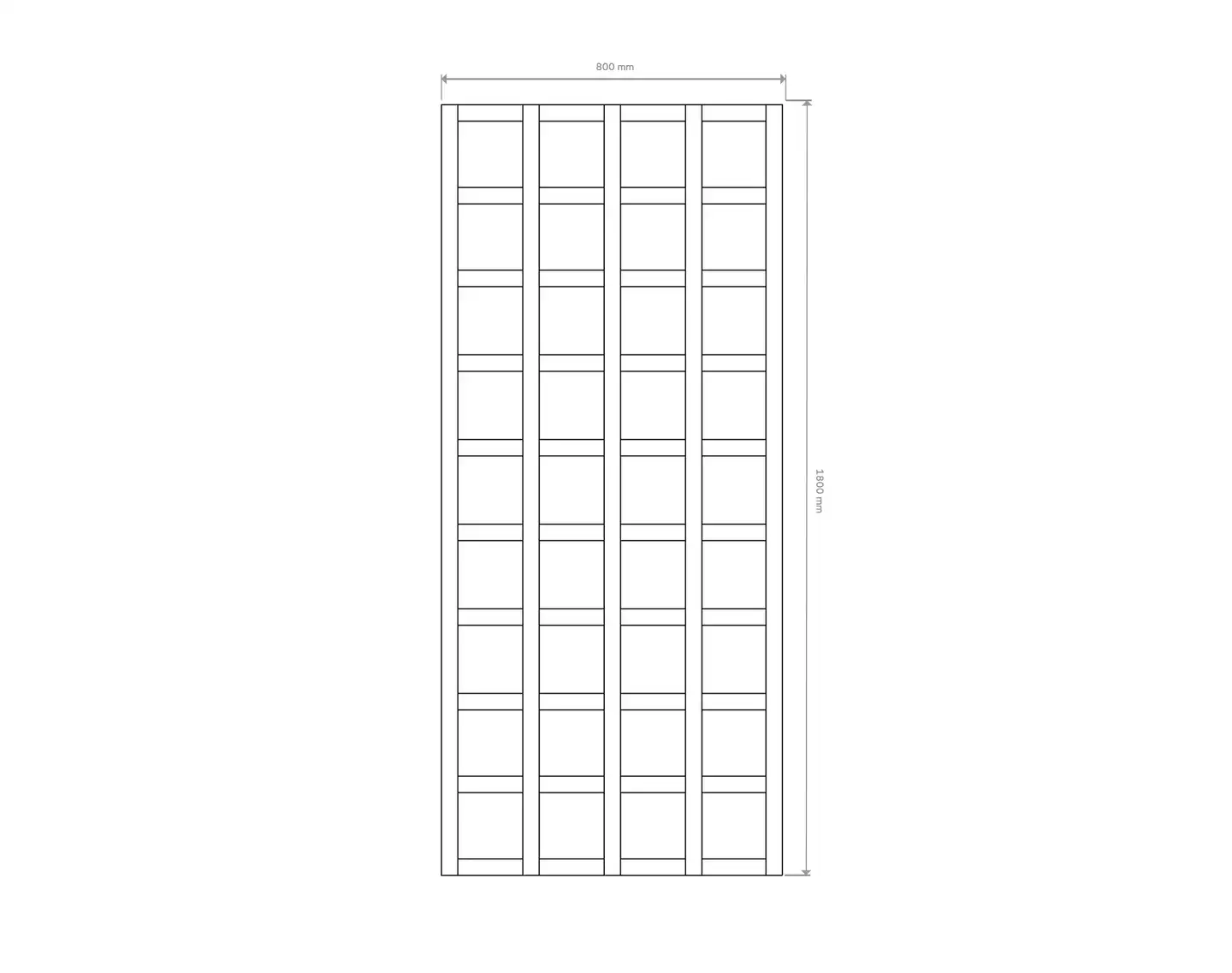 Ritilä/aitaelementti, valkoinen, 80x180cm, Materiaalivahvuus 15x38mm - 2