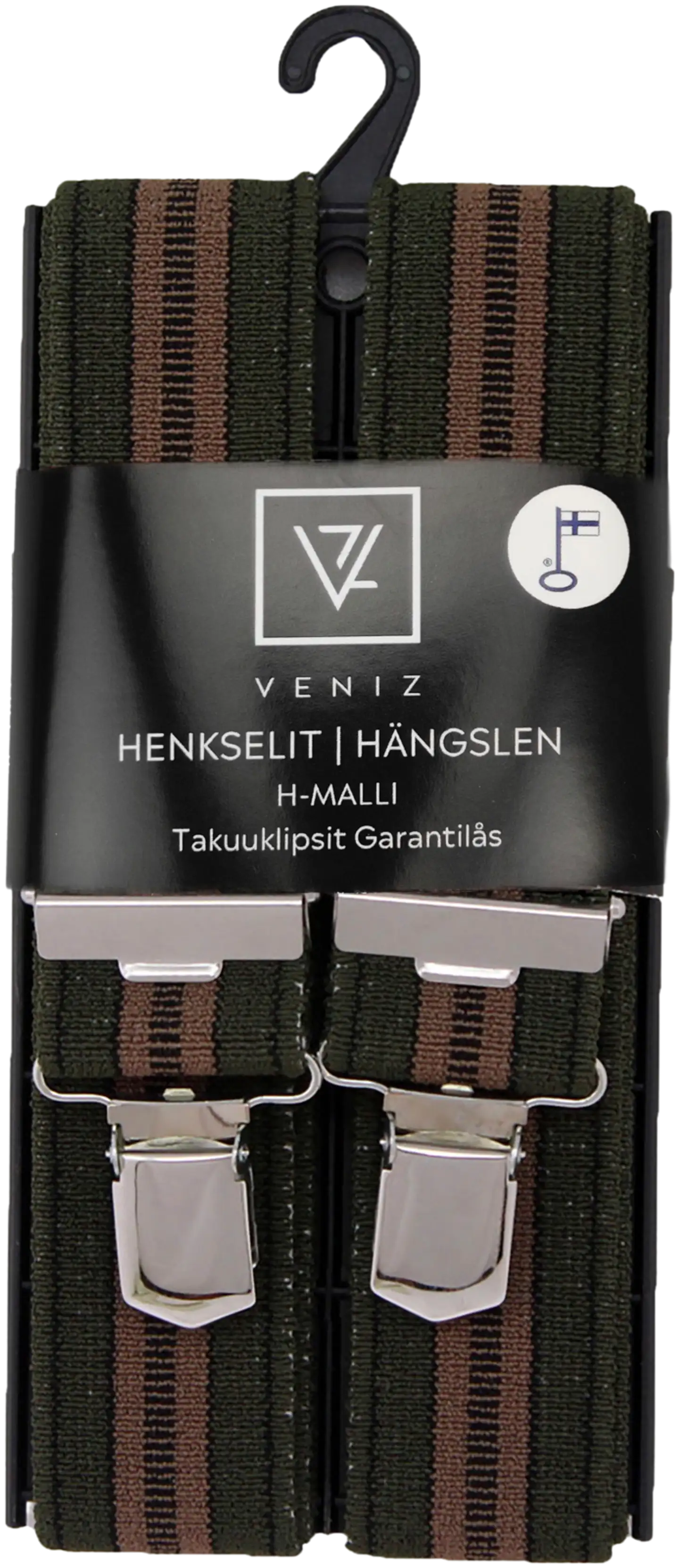 Veniz miesten henkselit 36mm 120cm vihreäraidallinen H-malli 53246 - 1