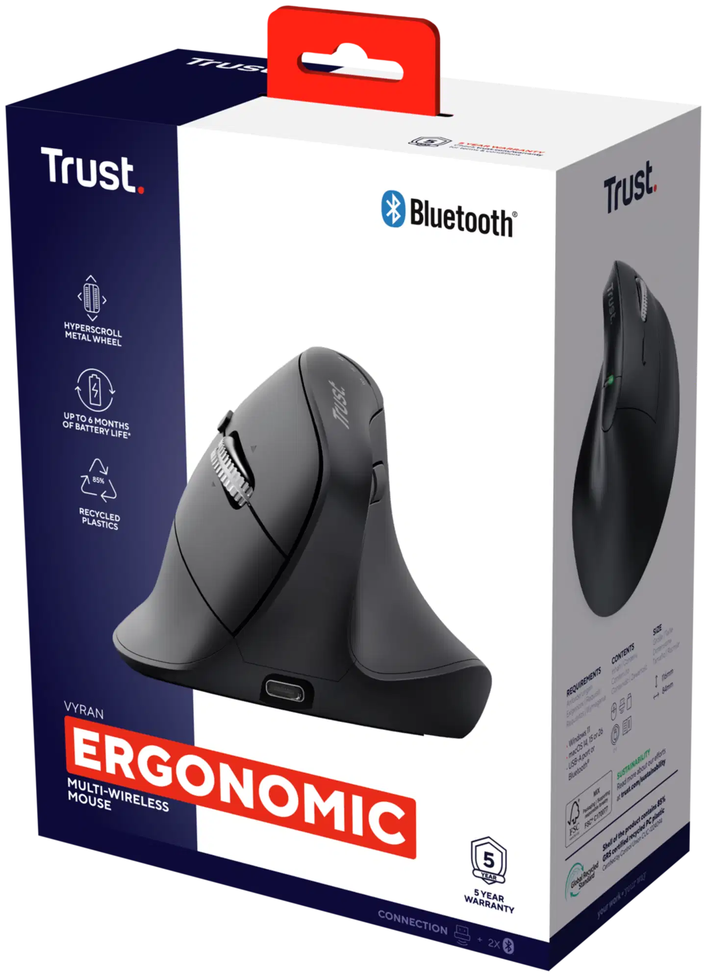 Trust Vyran Ergonominen langaton hiiri musta - 8
