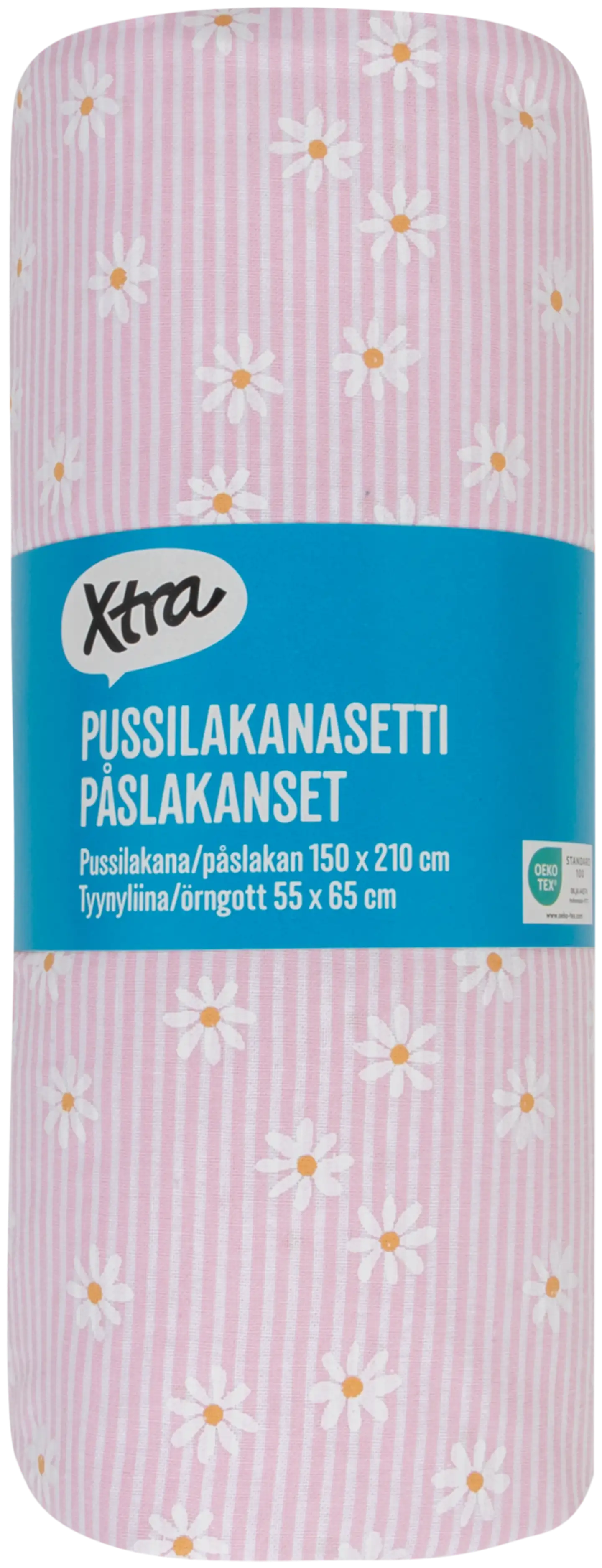 Xtra pussilakanasetti Daisy 150x210 cm vaaleanpunainen-valkoinen - 2