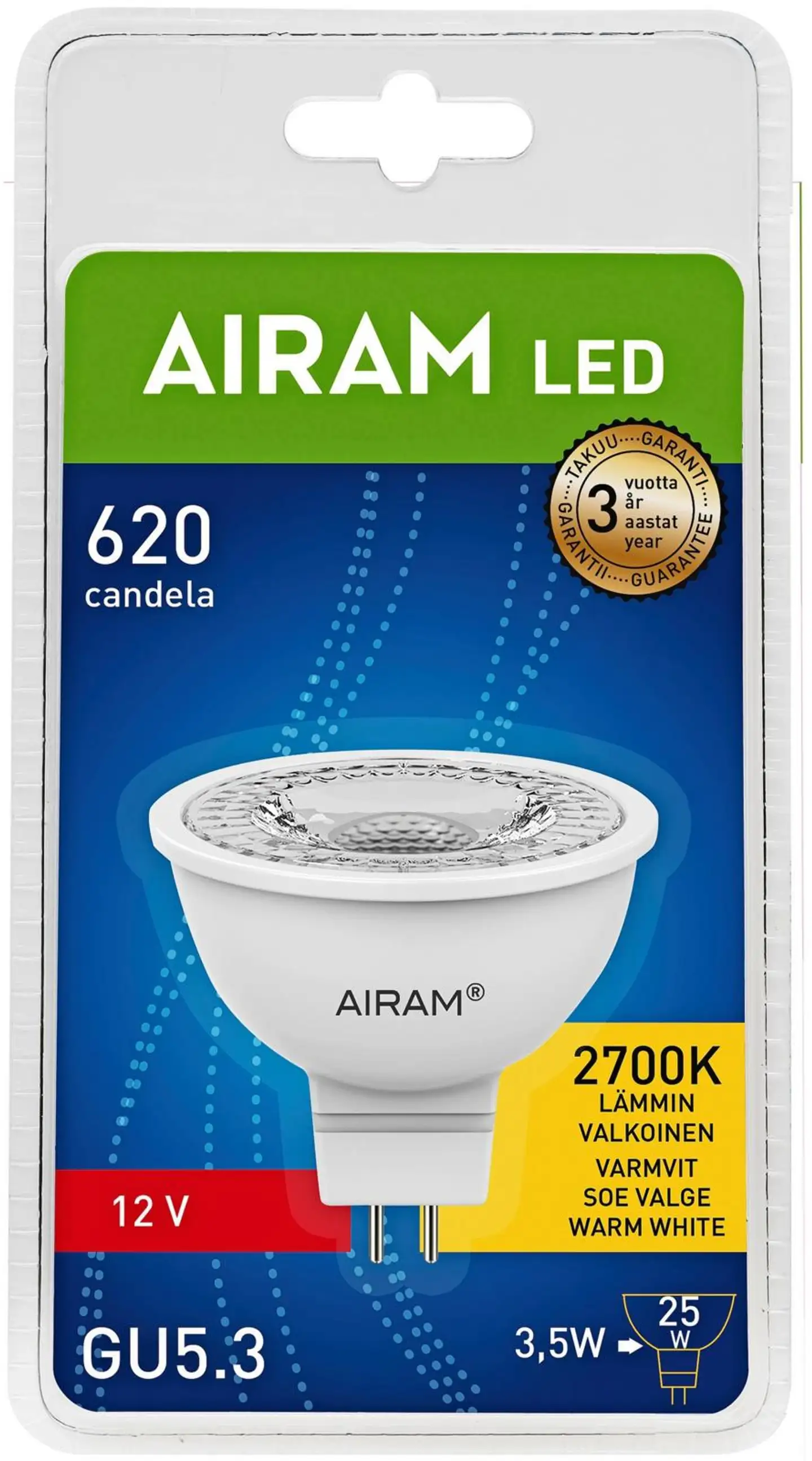 Airam LED lamppu 3W MR16 GU5.3 - 2