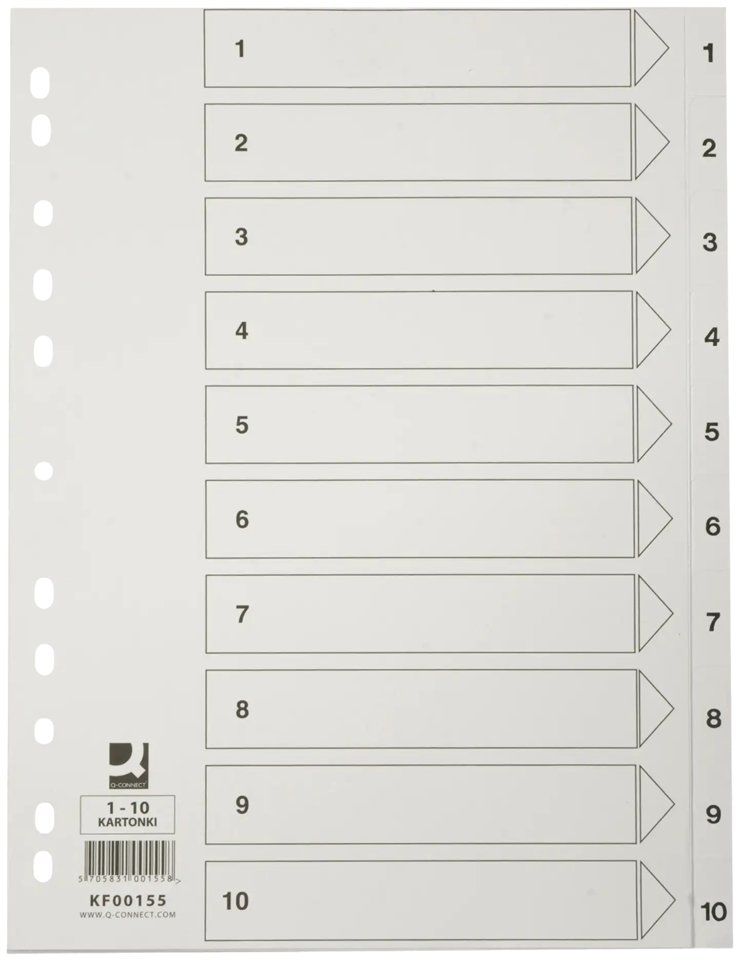 Q-Connect hakemisto A4 1-10 kartonki valkoinen