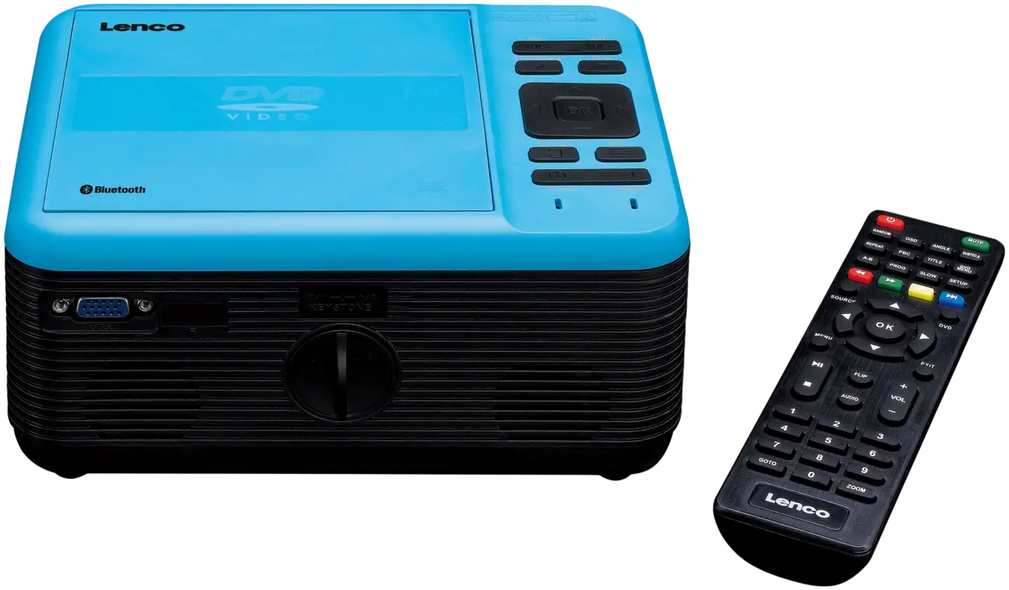 Lenco Full HD LCD-projektori sisäänrakennetulla DVD-soittimella ja Bluetooth audio yhteydellä LPJ-500BU sininen - 4