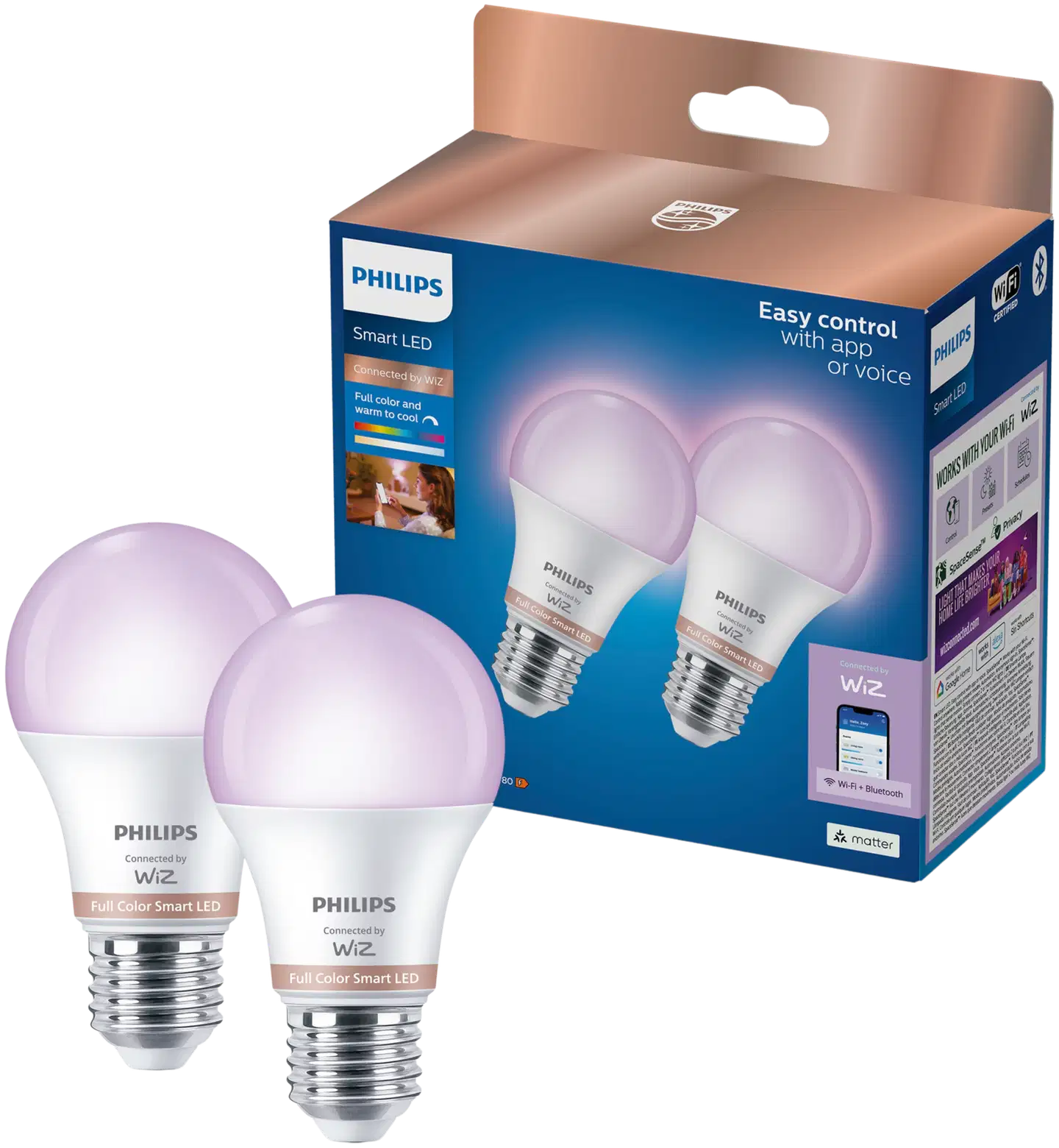 Philips Smart Lighting LED-filamenttilamppu 9W A60 E27 2200-6500K 806lm RGB 2 kpl - 1