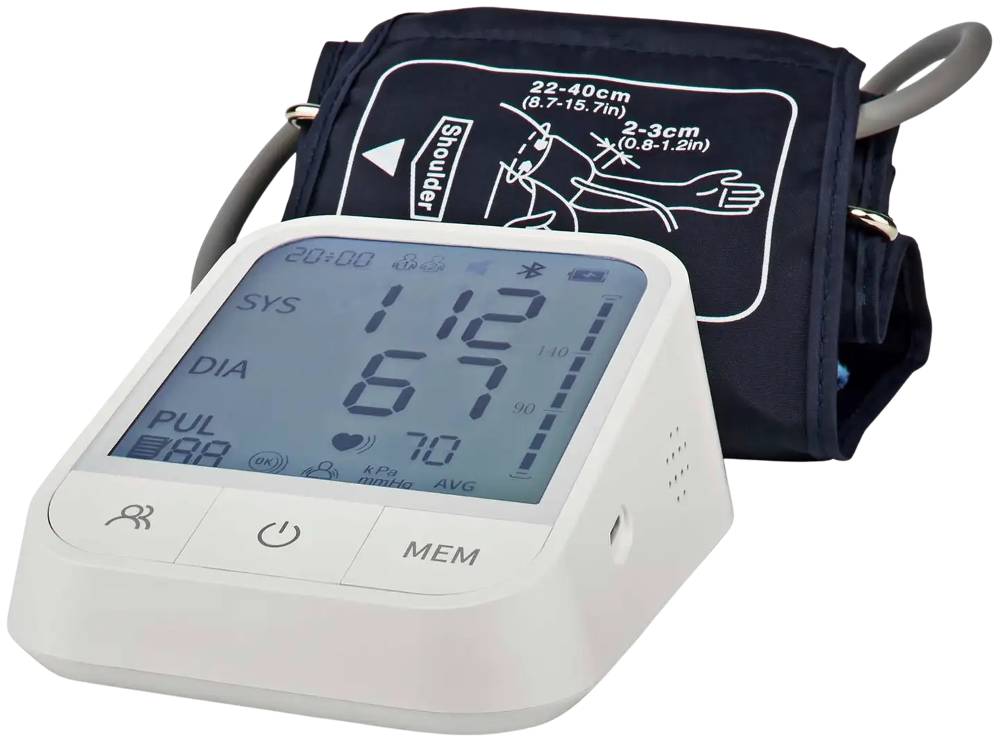 Nedis SmartLife Verenpainemittari  Käsi  Bluetooth  LCD-näyttö  22 - 42 cm  Epäsäännöllisen sydämenlyönnin havaitseminen / Mansetin käytön tunnistus / Pysy paikallasi -ilmaisu  Valkoinen - 3