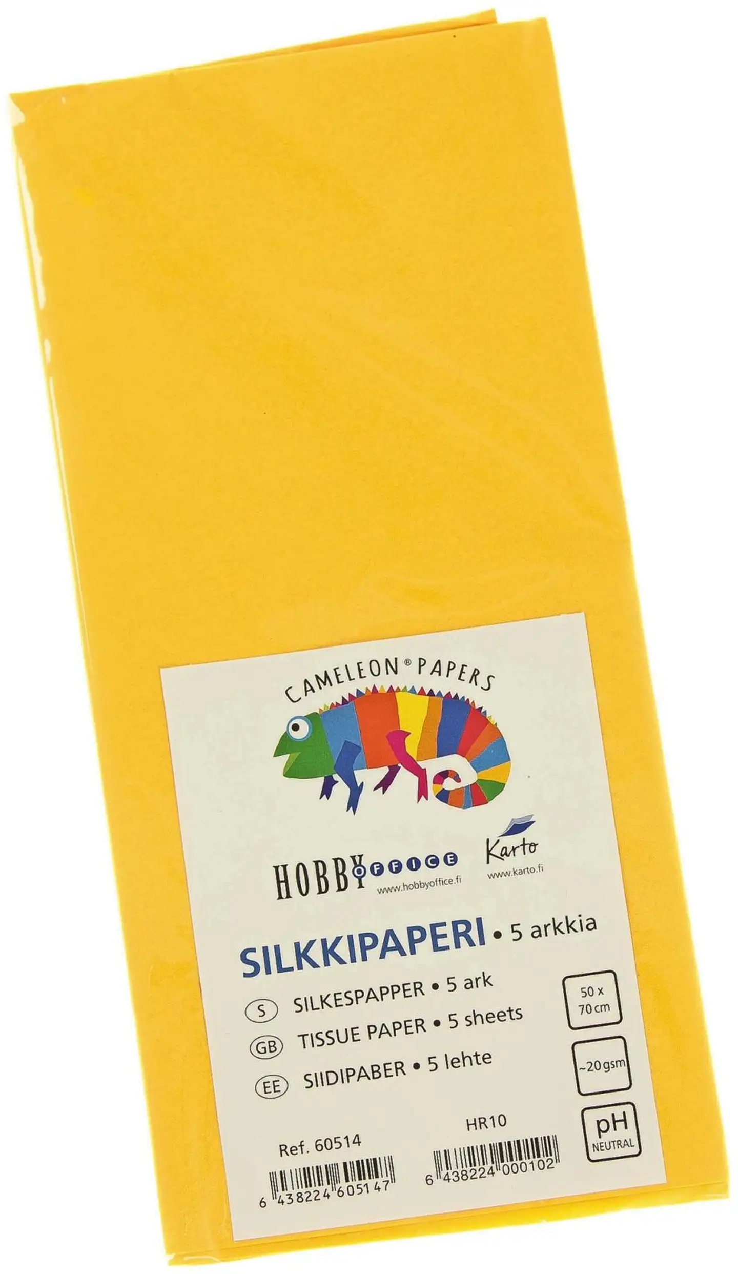 Karto silkkipaperi keltainen 50x70cm 5ark/pss