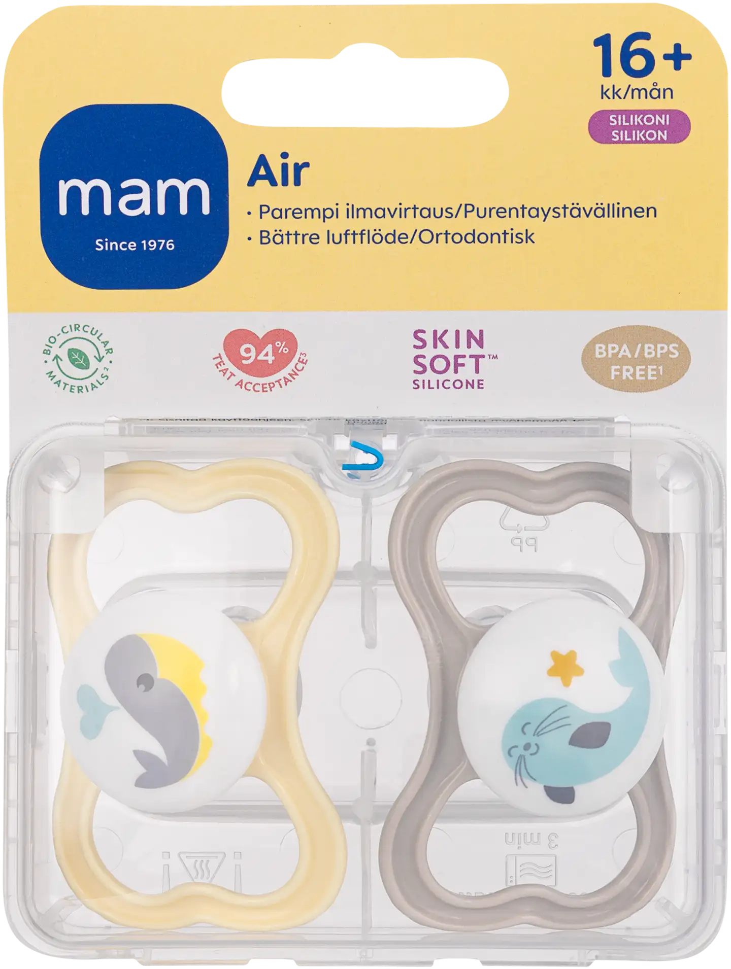 MAM Air 16+kk silikonitutti 2kpl