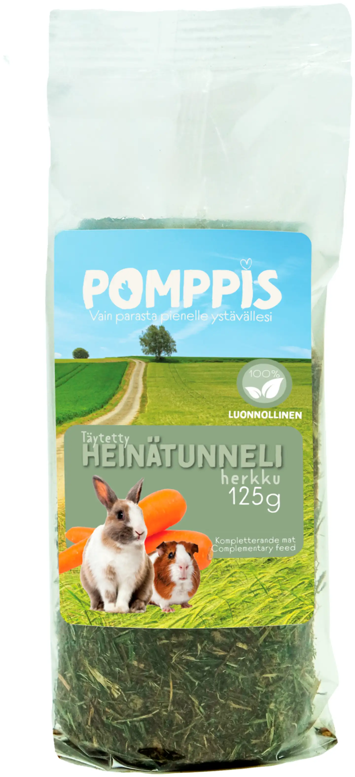 Pomppis jyrsijän täytetty heinä-herkkutunneli 125g - 2