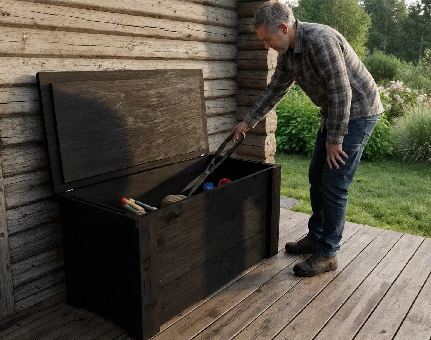 Piha-arkku, grafiitin harmaa, 57x61x130cm - 4