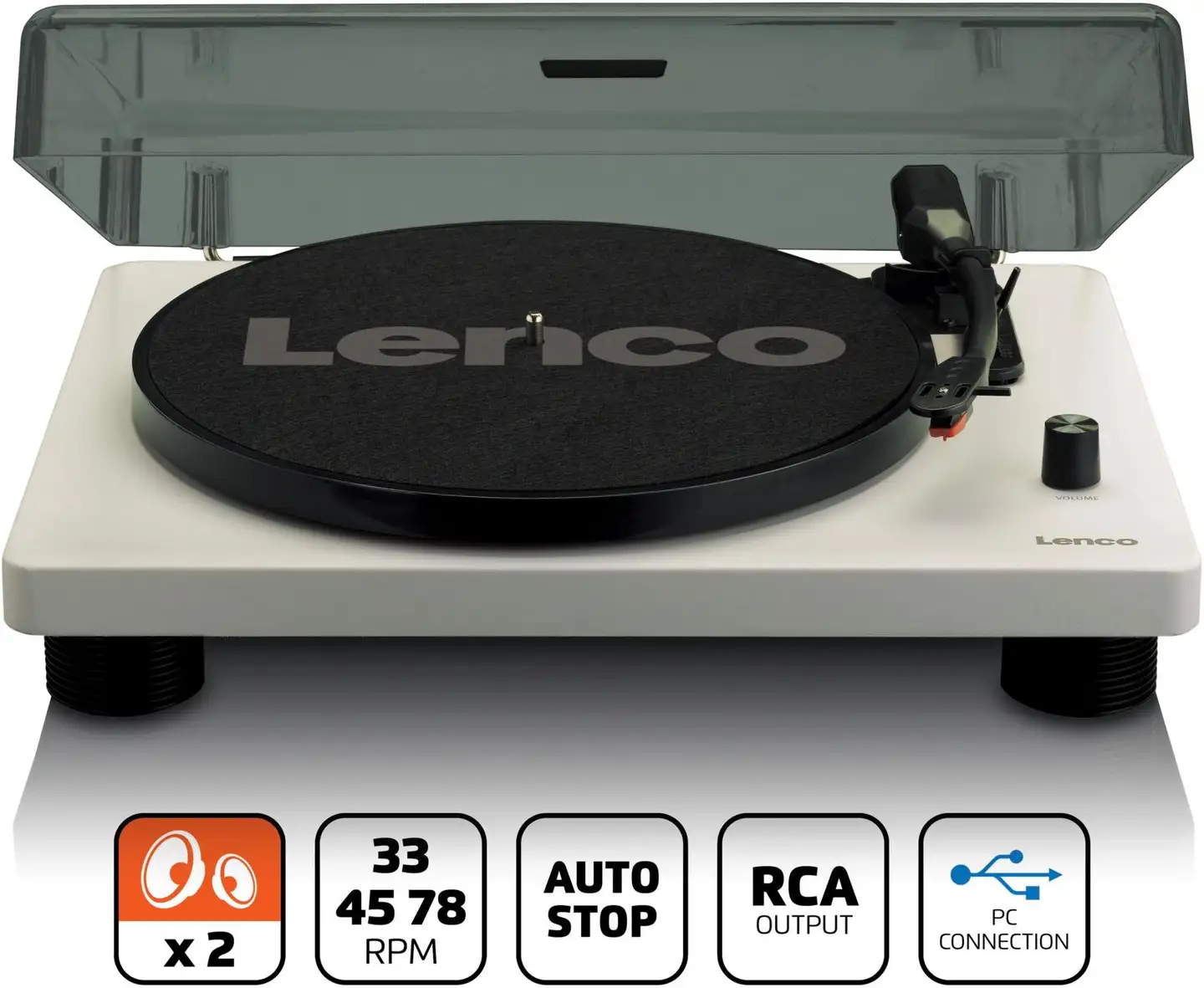 Lenco levysoitin sisäänrakennetuilla kaiuttimilla LS-50GY harmaa - 6