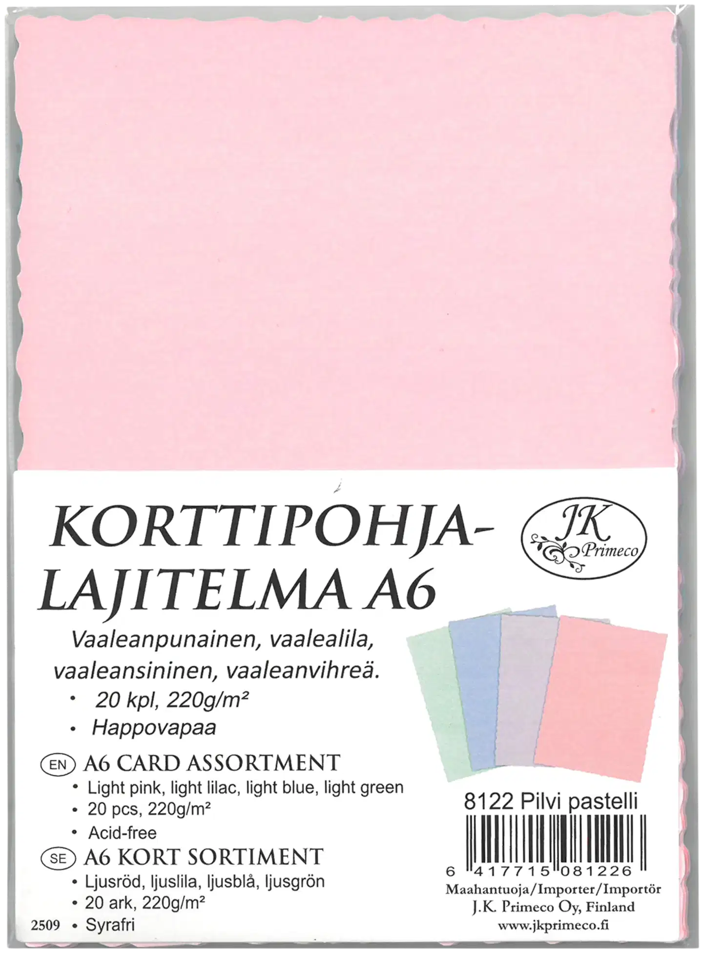 J.K. Primeco korttipohjalajitelma A6 Pilvi pastelli 20kpl - 1