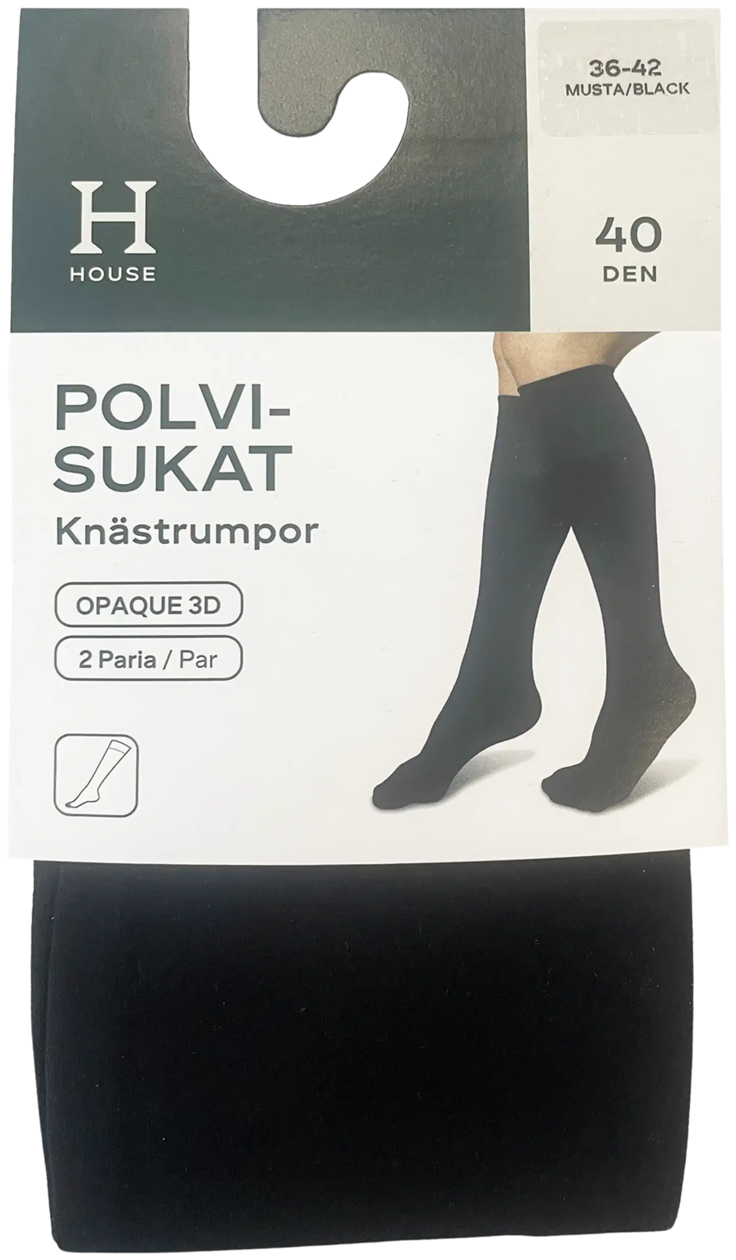 House naisten polvisukat 3D Opaque 40 den GA3D40HO 2-pack - Black