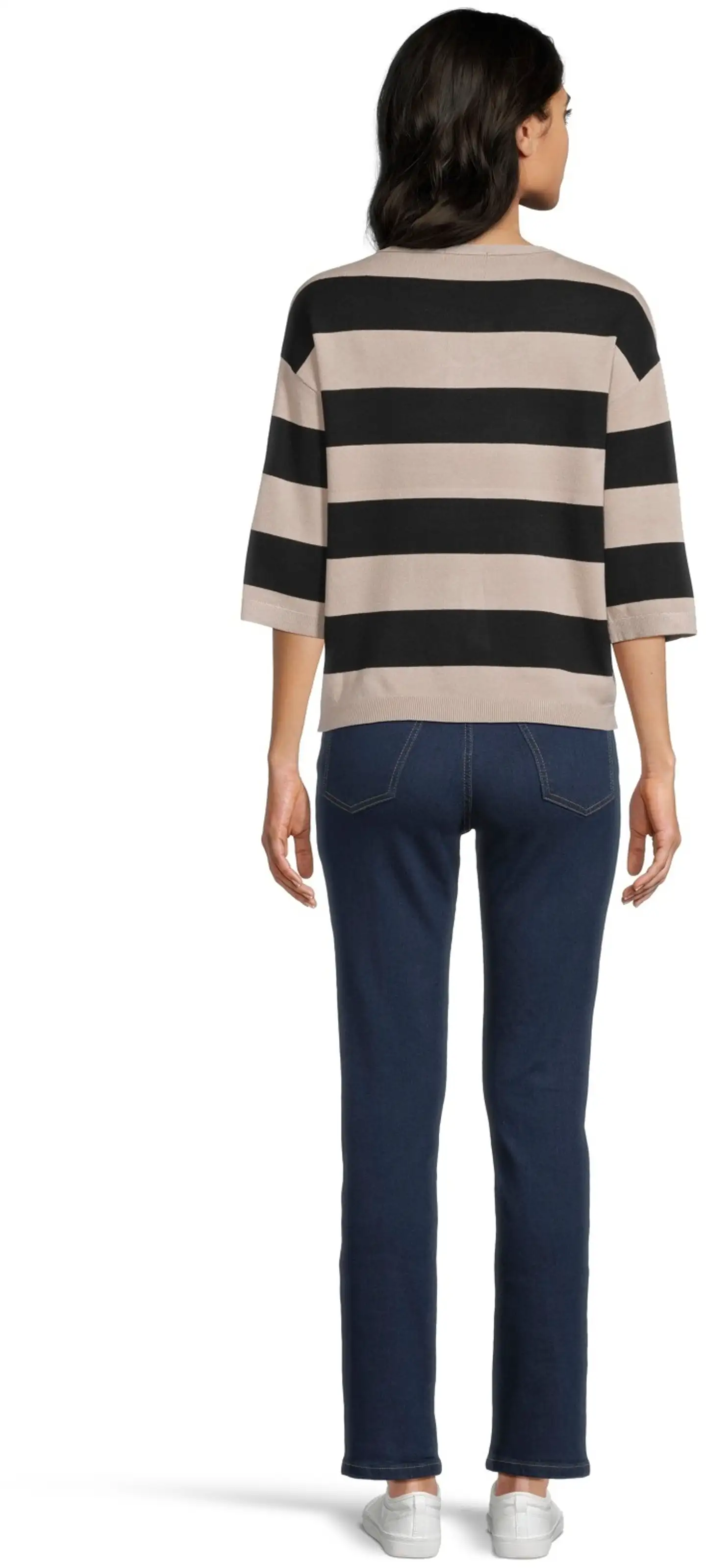 House naisten neulepusero 213H260508 - beige black stripe - 3