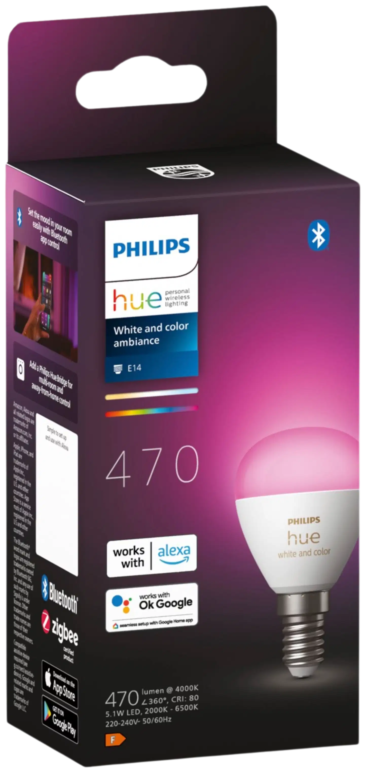 Philips Hue LED-kynttilälamppu Luster 5.1W E14 2000-6500K 470LM säädettävä lämpimästä viileään - 2