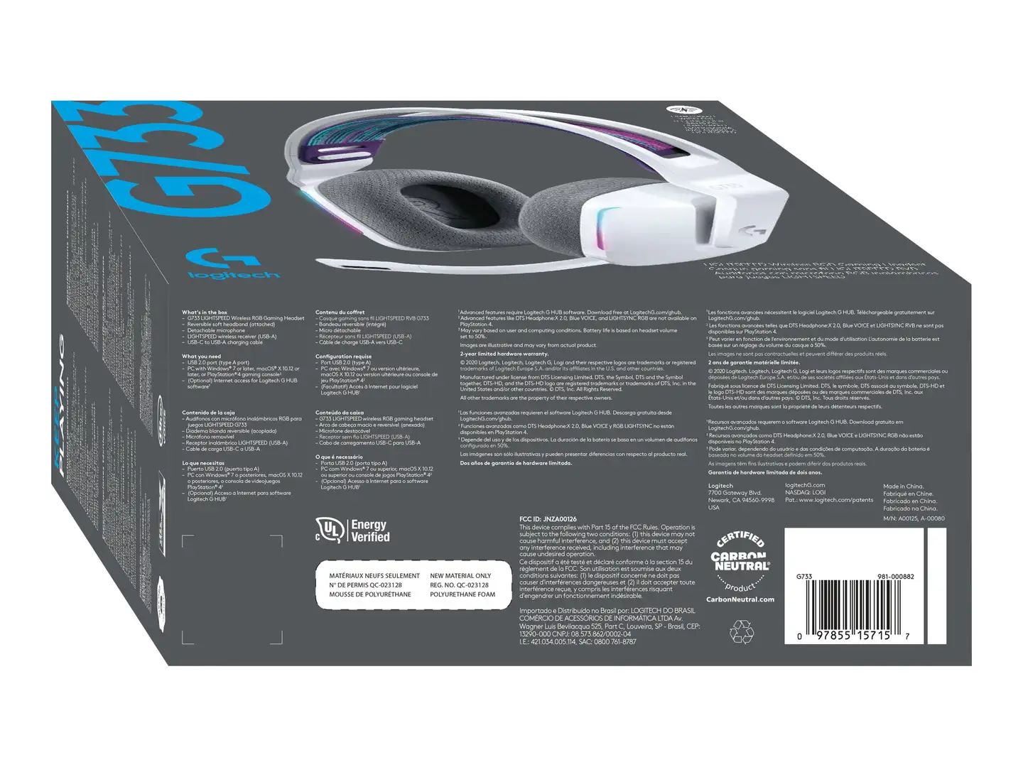 Logitech pelikuuloke Lightspeed G733 valkoinen - 17