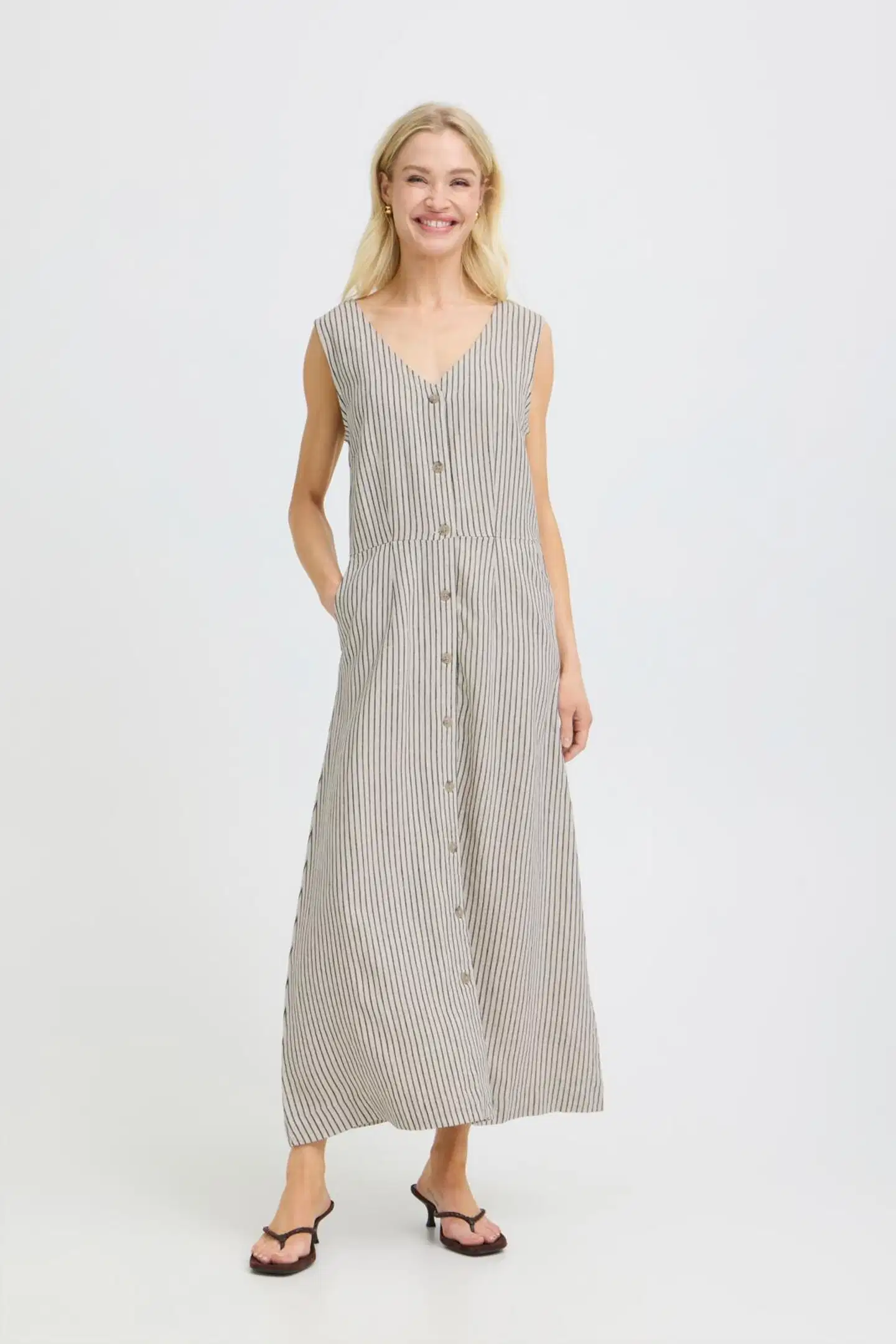 B.young naisten mekko Byfalakka button - RAINY DAY STRIPE - 3