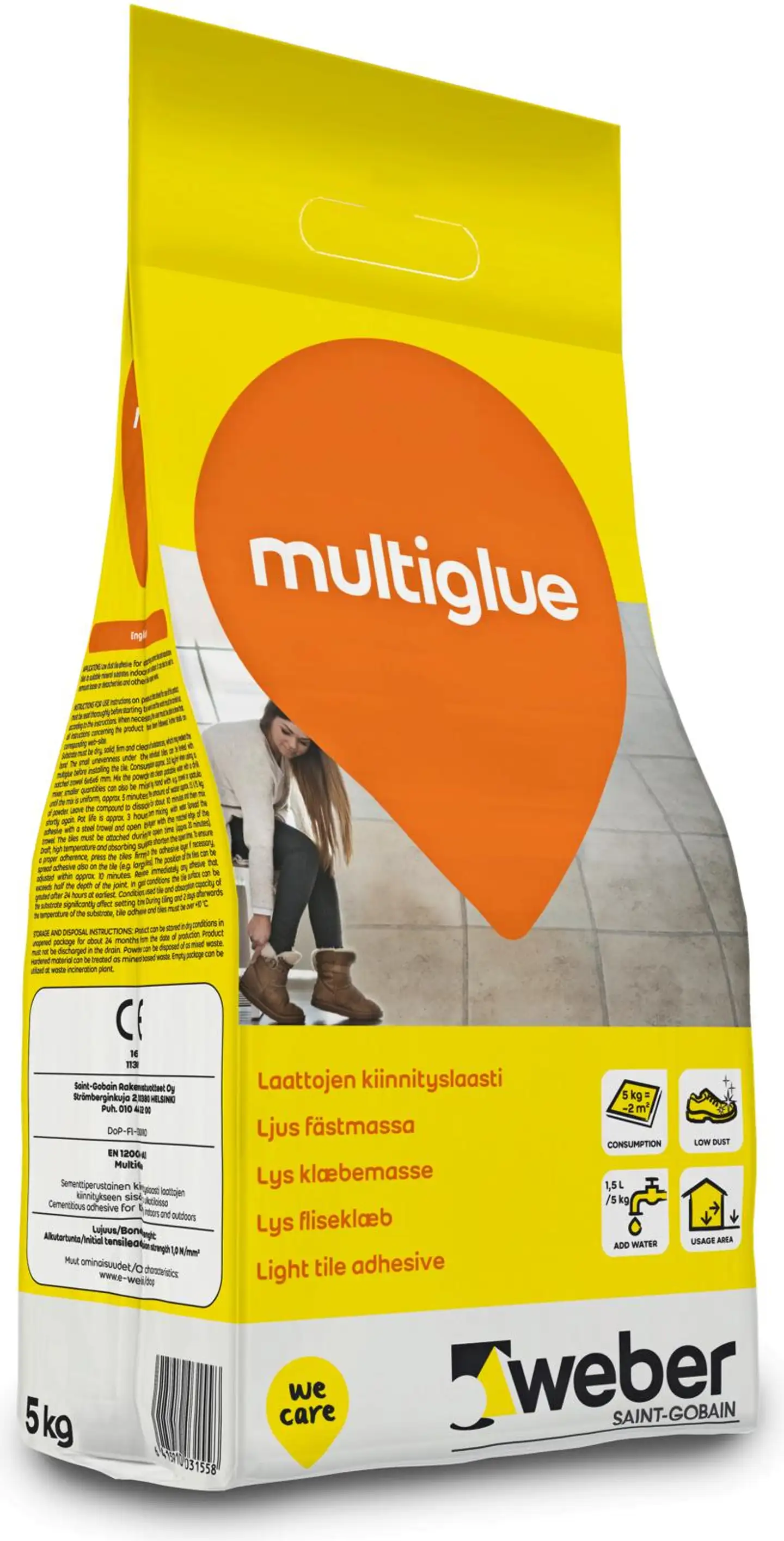 Weber Multiglue laattojen kiinnityslaasti 5kg