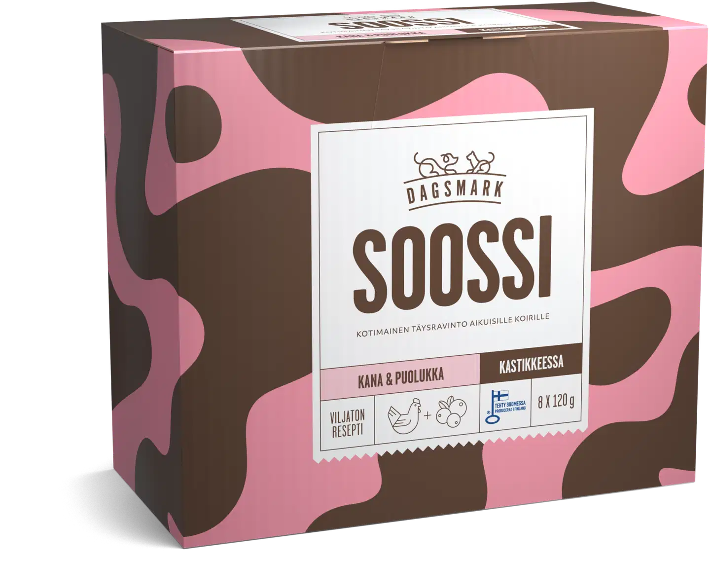 Dagsmark SOOSSI kana & puolukka kastikkeessa aikuisille koirille 8 x 120 g