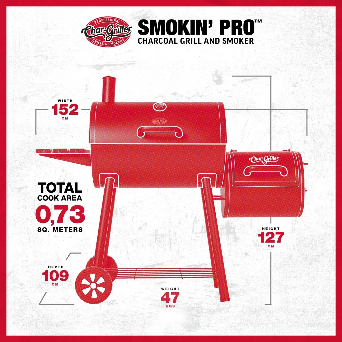 Char-Griller® Smokin' Pro Offset Smoker Savustingrilli - 12