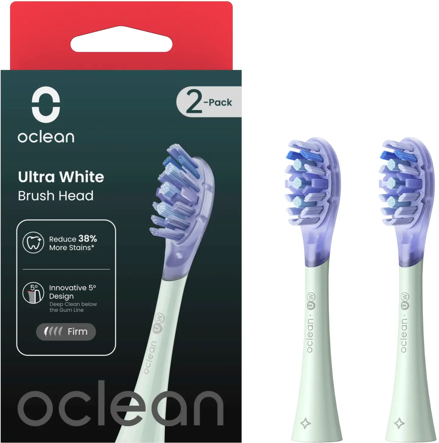 Oclean Ultra White -harjaspää, 2 kpl, Vihreä