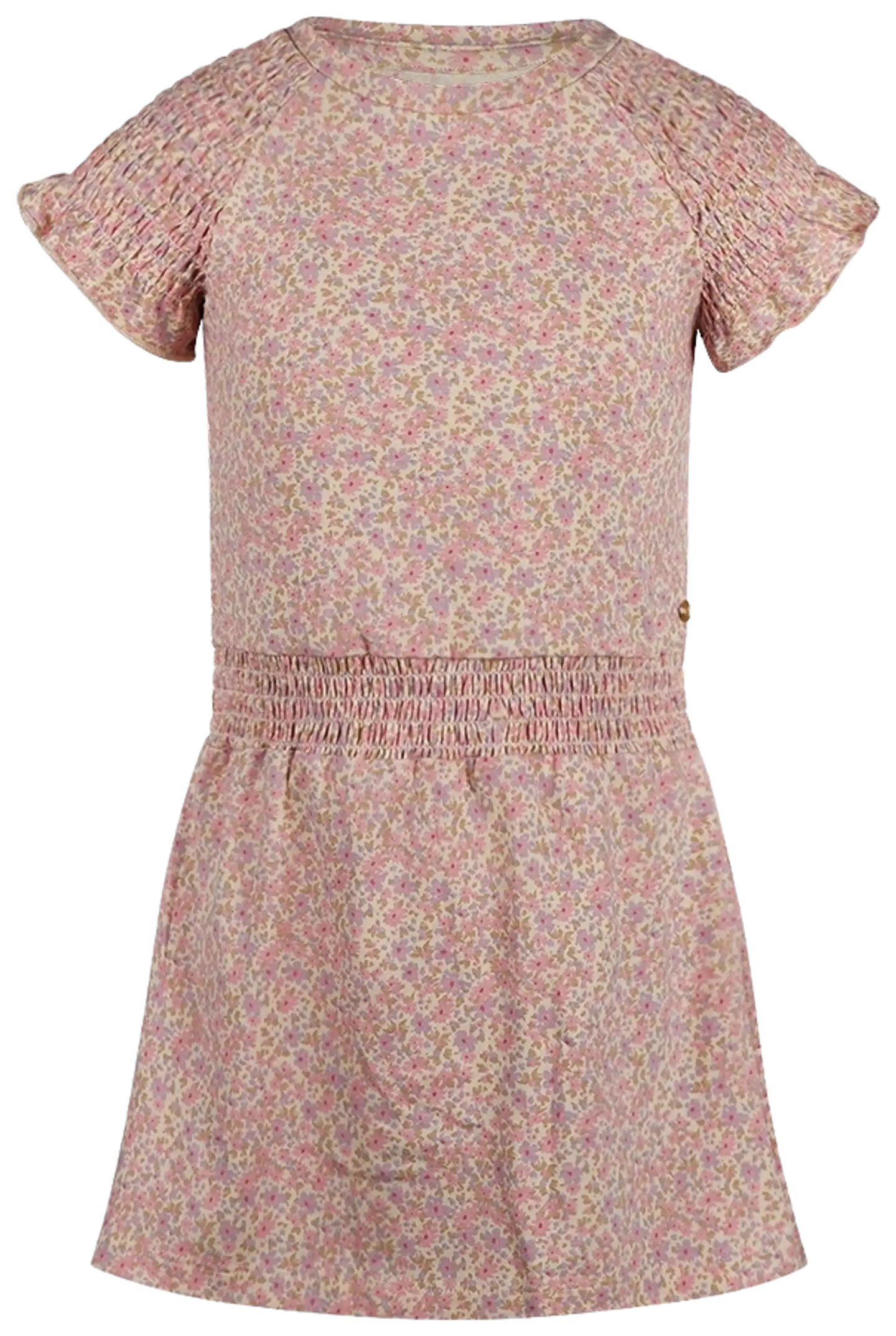 Kokonoko lasten kukallinen trikoomekko, jossa smokkirypytys hihoissa 54991 - Multi colour - 1