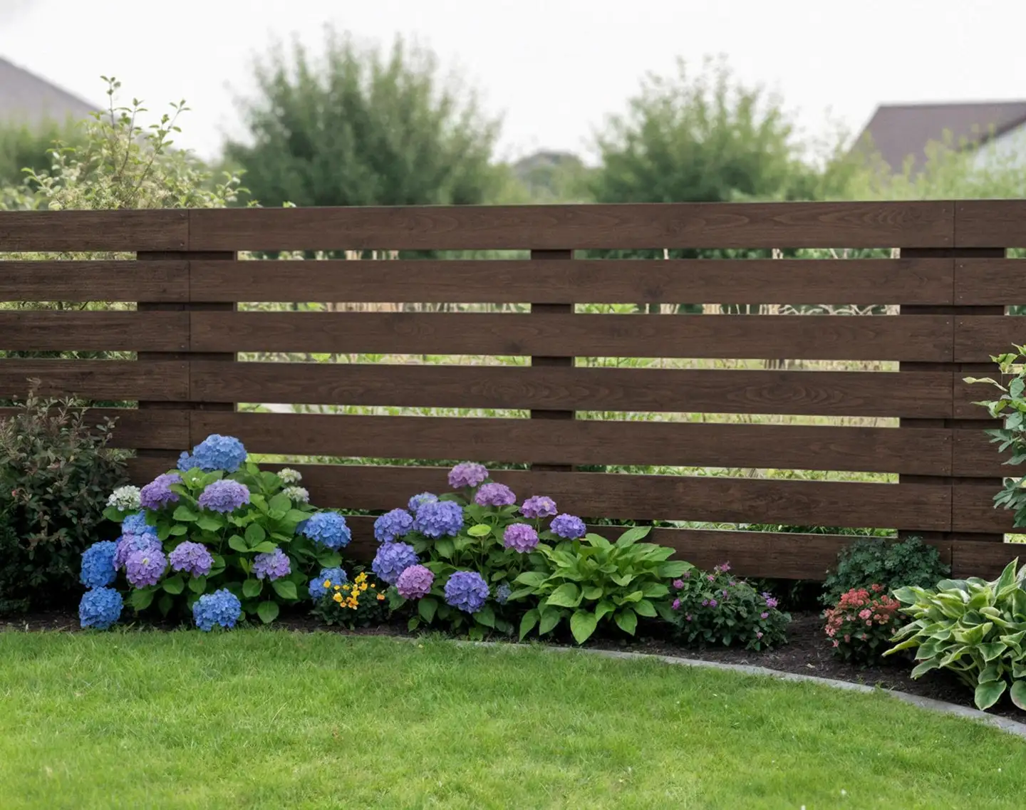 Näkösuoja-aita, vaakalaudoitus, tumman harmaa - 4