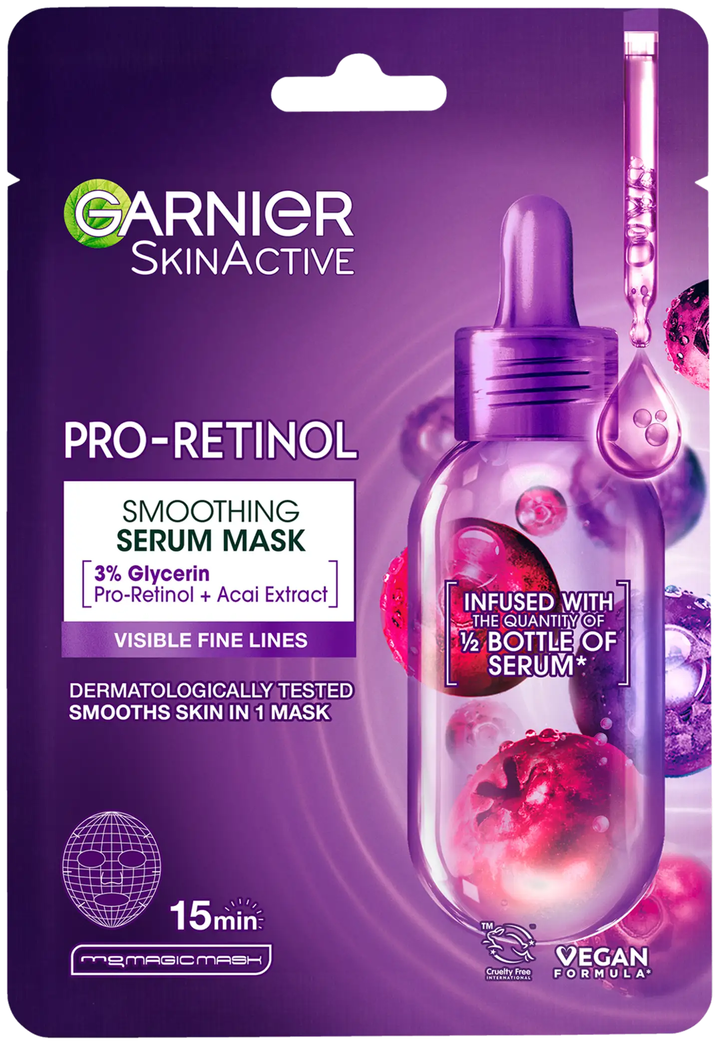 Garnier SkinActive Pro-Retinol Smoothing Serum Ansiktsmaske til alle hudtyper 28 g