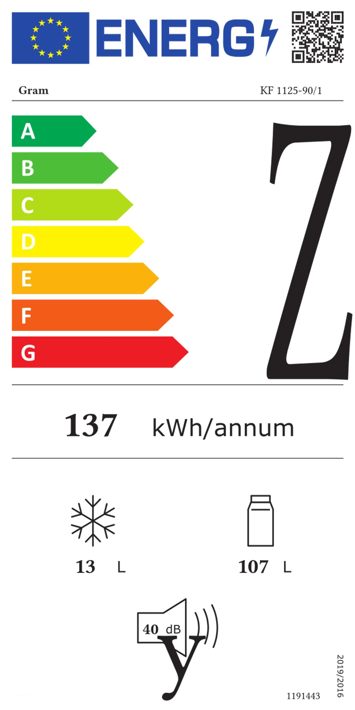 Gram jääkaappi pakastelokerolla KF 1125-90/1  valkoinen - 3