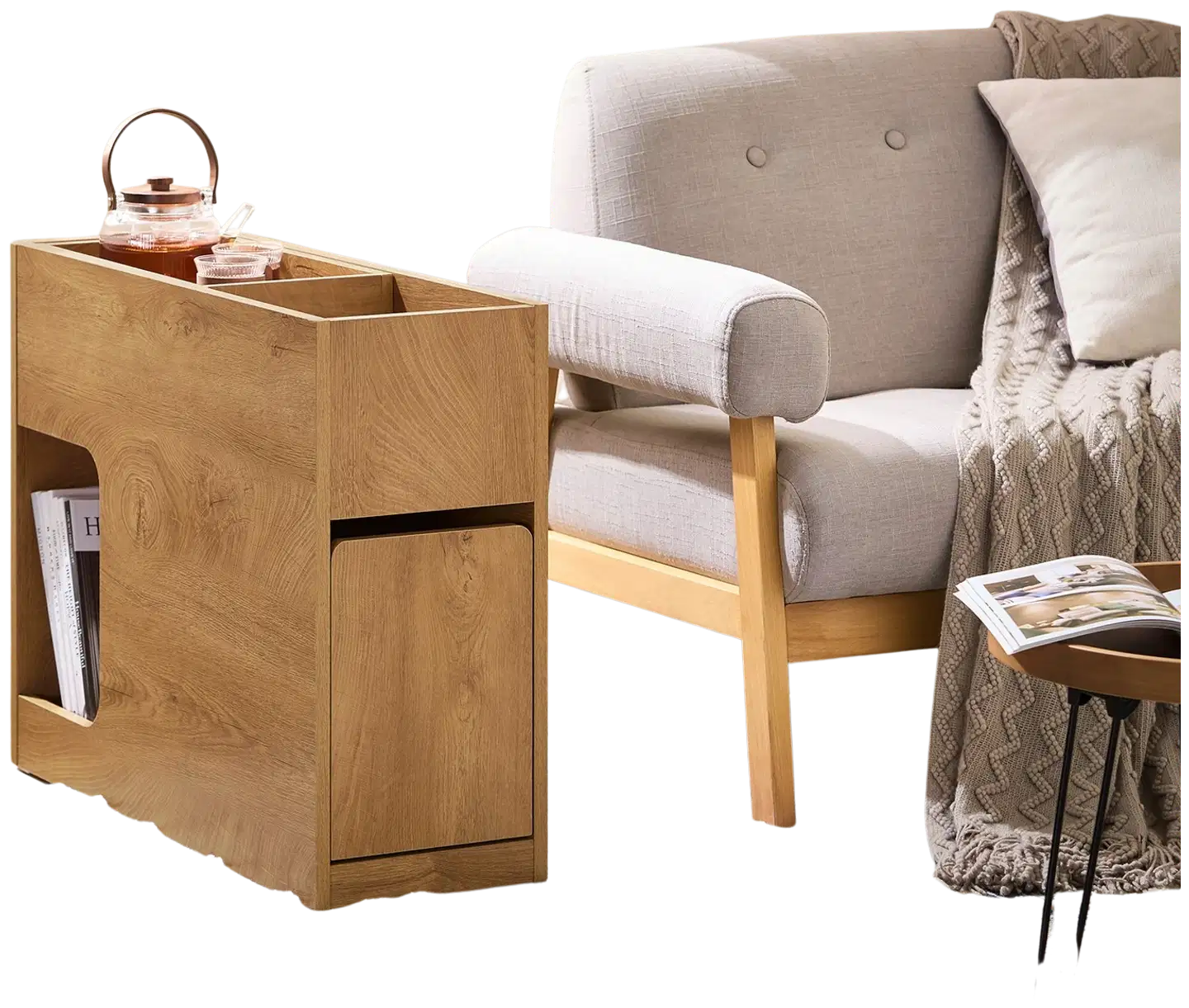 SoBuy yöpöytä vaalea tammi FBT158-N - 2
