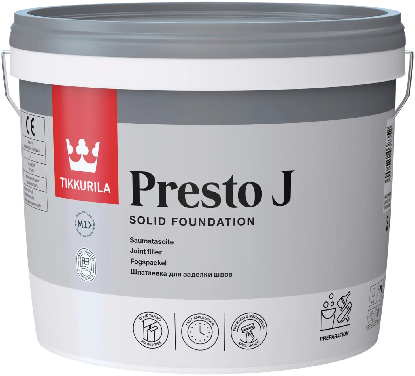 Tikkurila saumatasoite Presto J 3 l vaalean harmaa