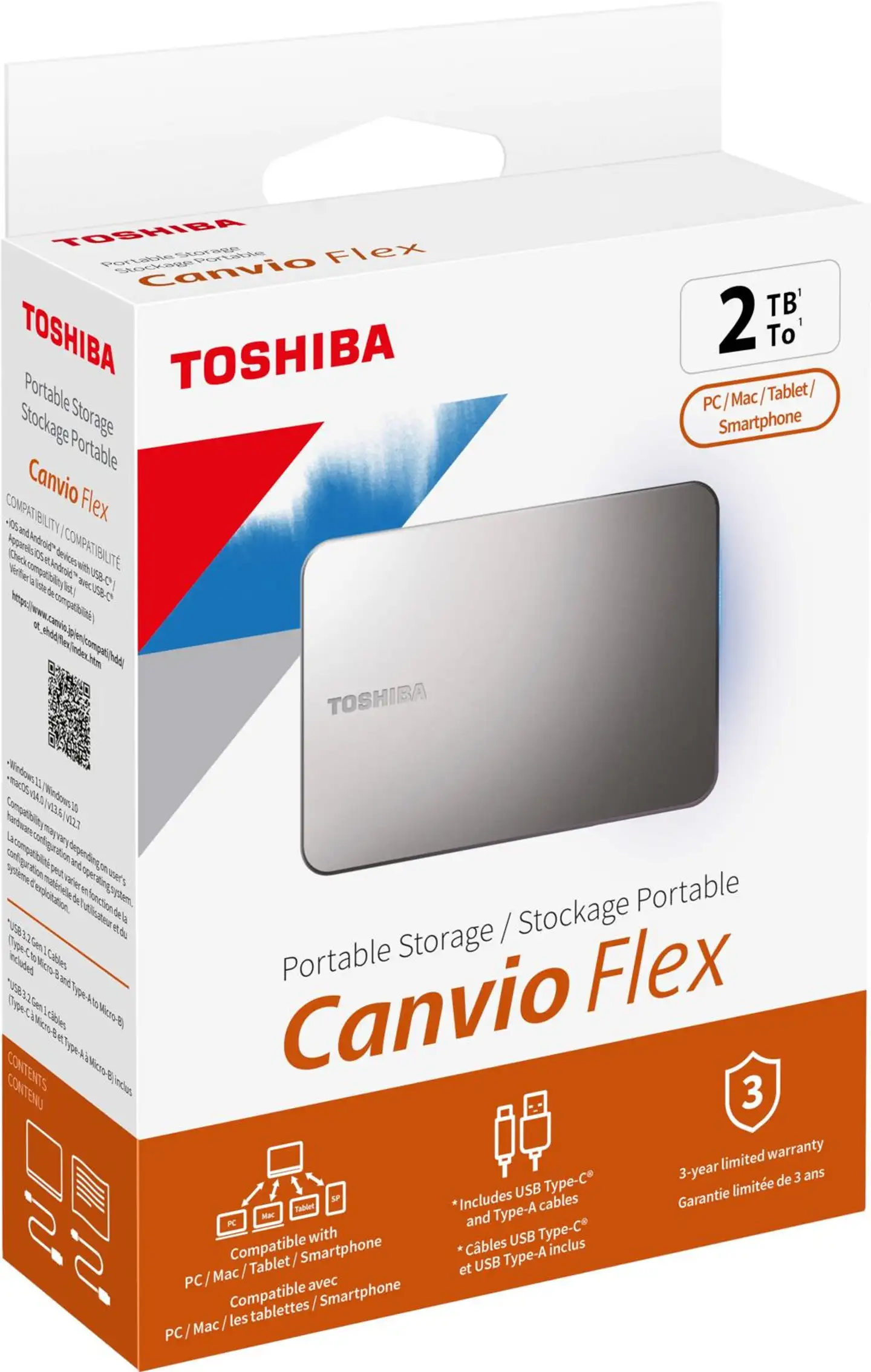 Toshiba ulkoinen kovalevy 2 TB Canvio Flex - 7