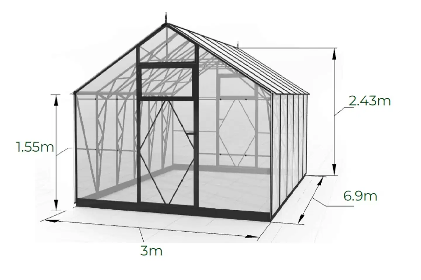 Ecoslider kasvihuone Lux 3.0 X 6.9 - 4