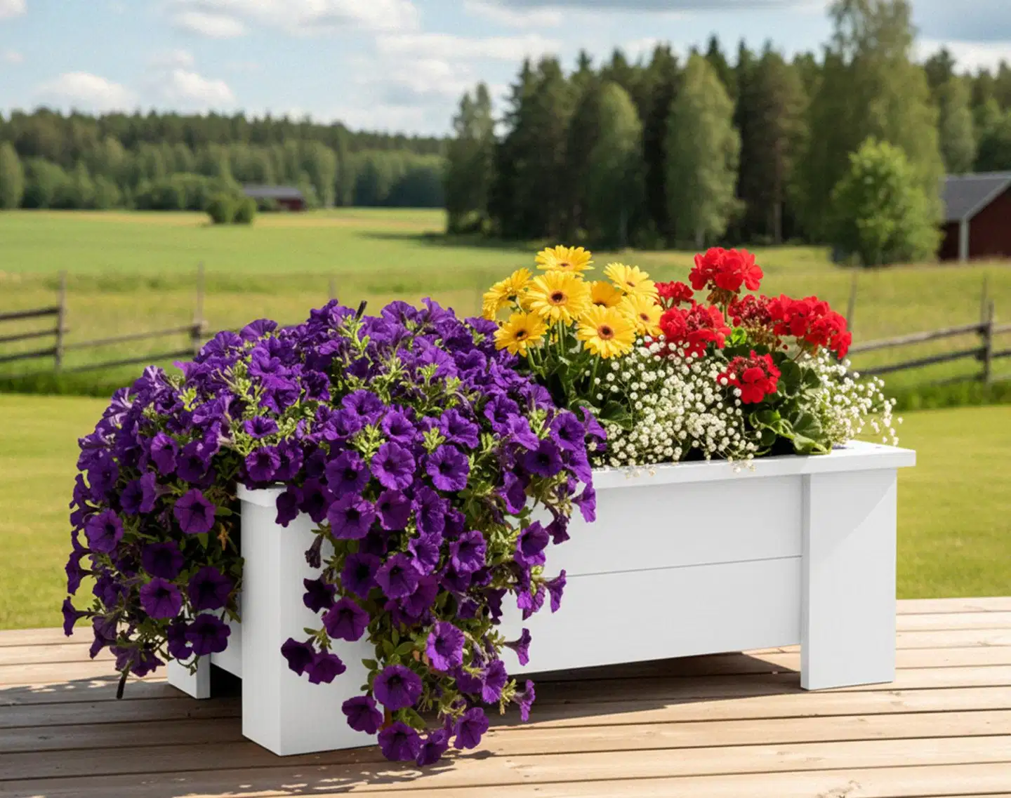 Miljöörakennus kukkalaatikko suorakaide valkoinen 25 x 70 x 32 cm - 4