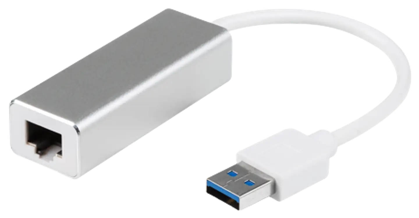 Wave USB 3.0 uros - RJ45 naaras verkkoadapteri, 15cm, Hopea/Valkoinen - 1