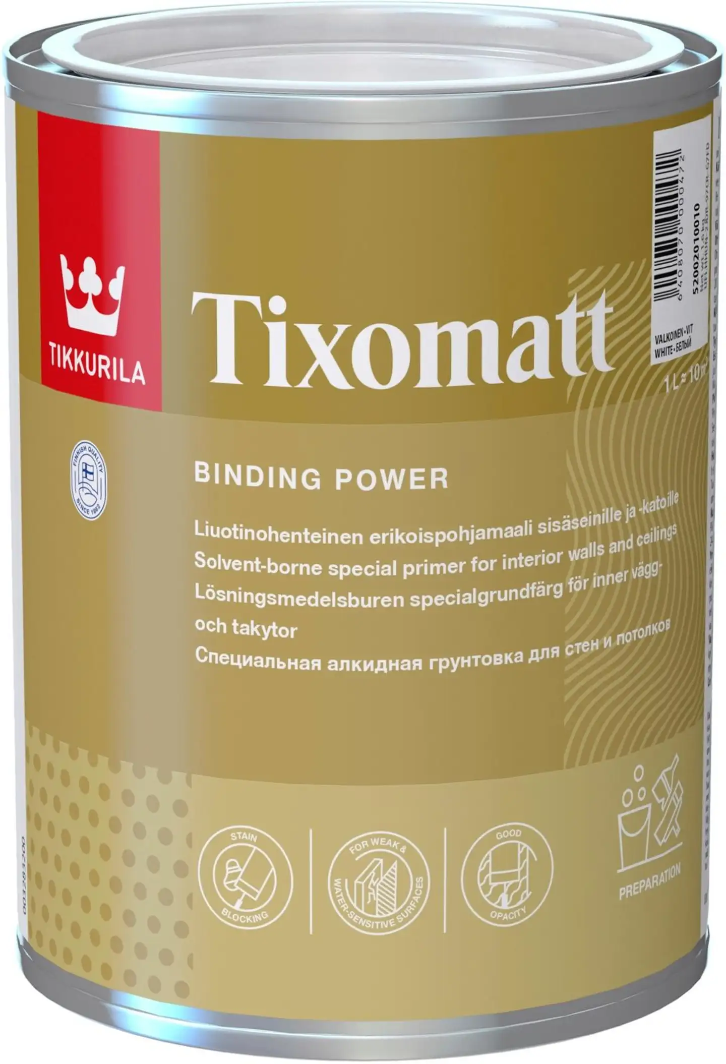 Tikkurila pohjamaali Tixomatt 1 l AP valkoinen sävytettävissä täyshimmeä