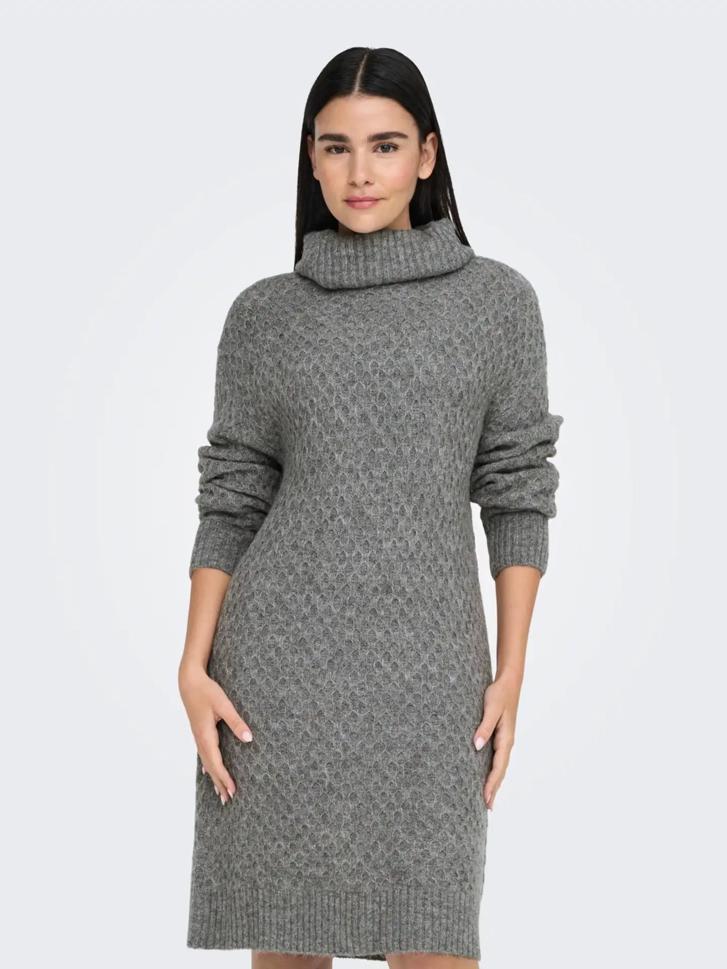 JDY naisten tyylikäs palmikoitu neulemekko Jdybigum - Medium Grey Melange - 5
