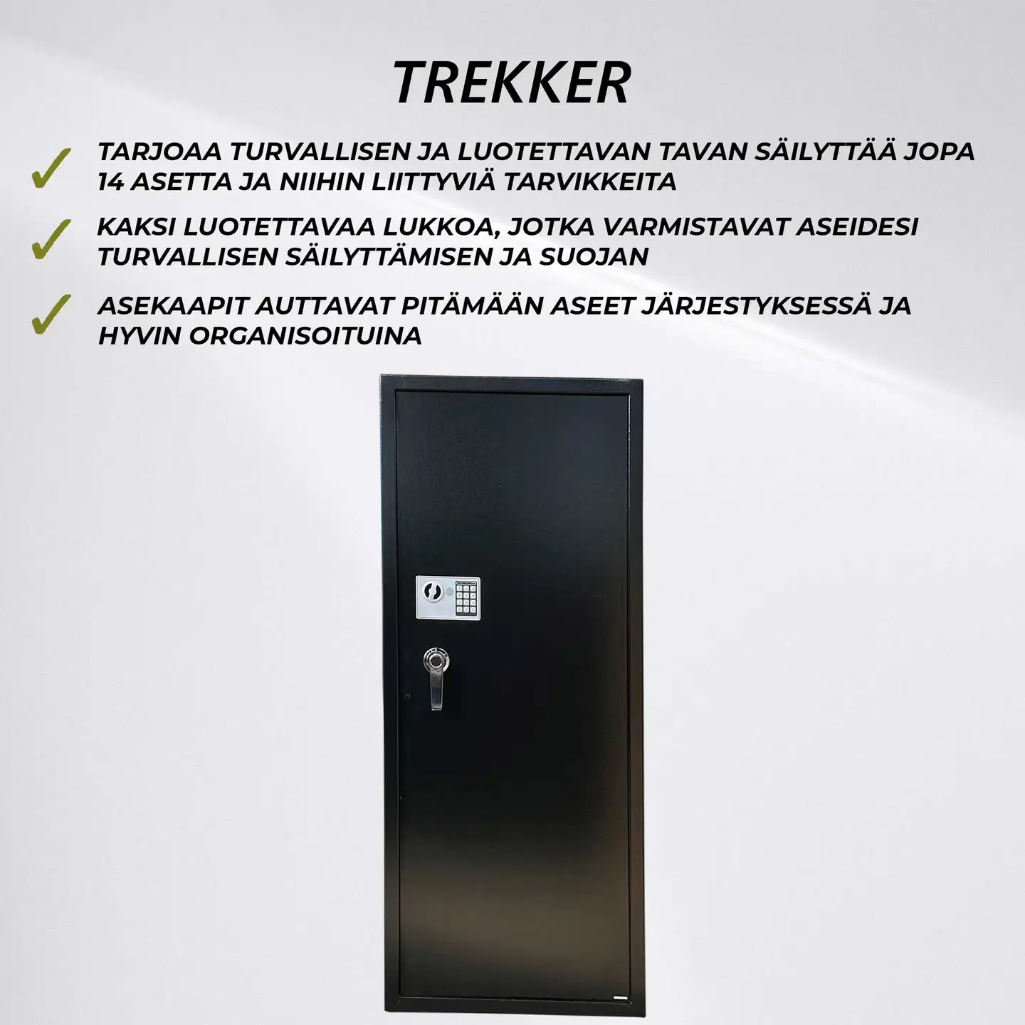 Trekker Asekaappi 14-Asetta AS1400, Musta, Digitaalilukolla - 3