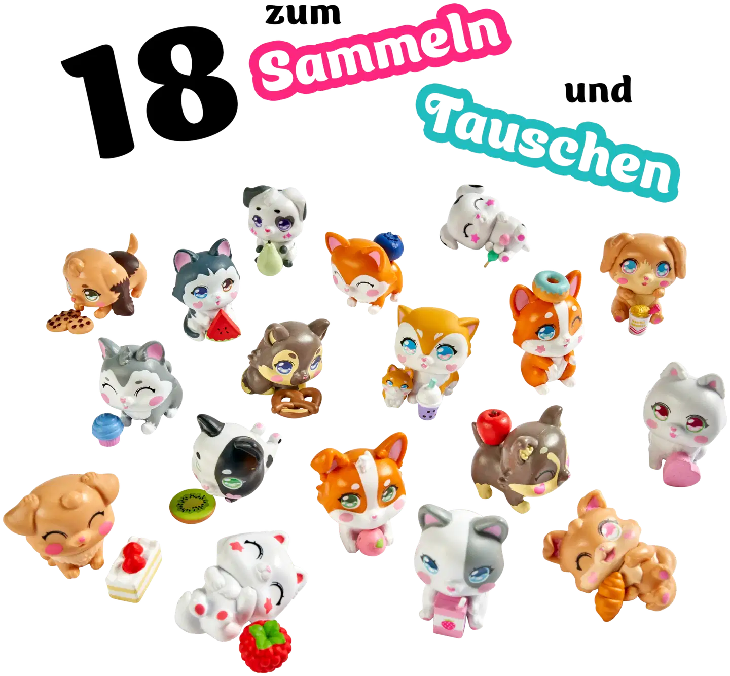 Simba - Kawaii Pups, söpö 4,5 cm keräilylemmikki ja herkkuruoka, 18 erilaista, myydään yksittäin - 3