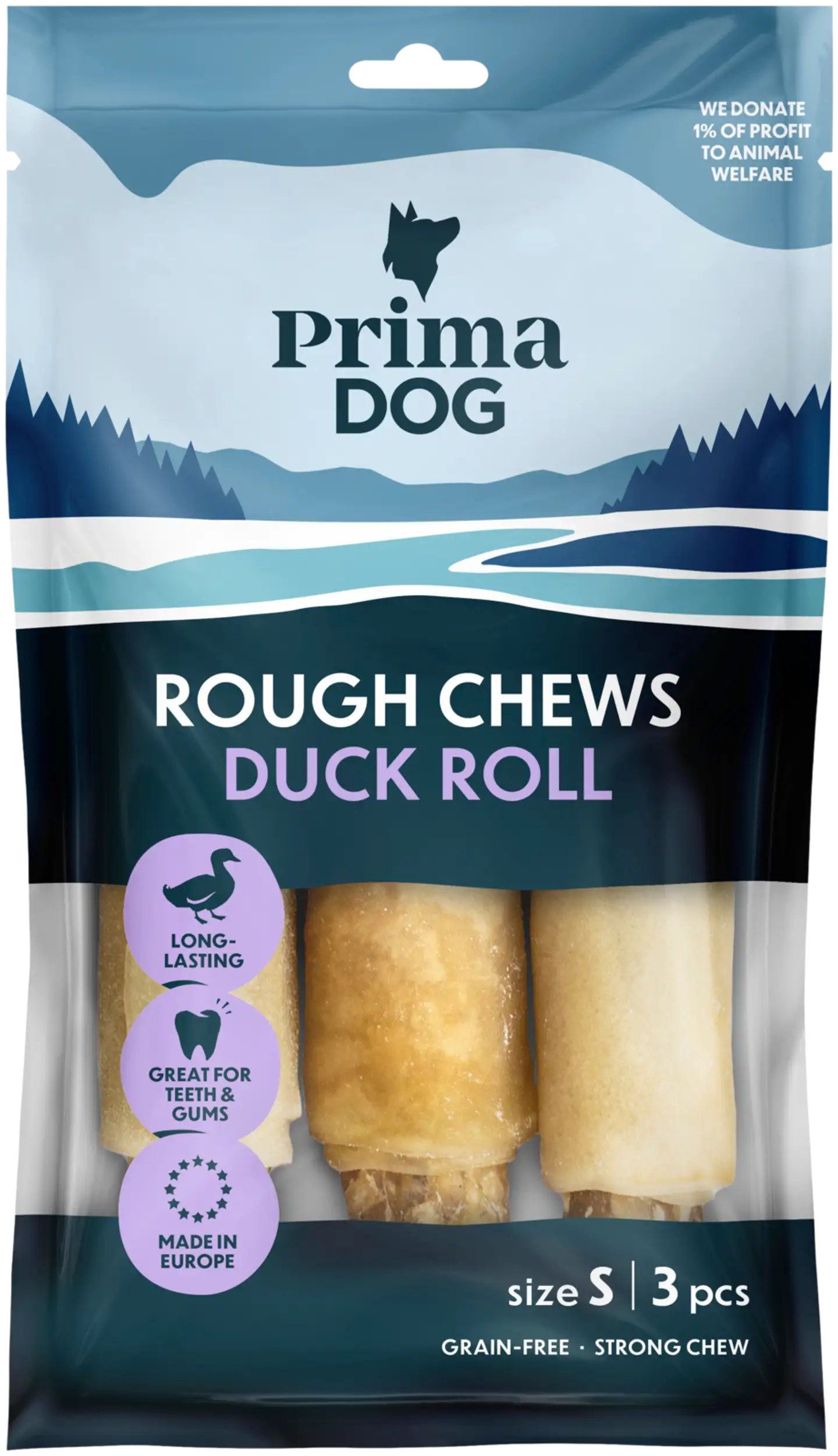 PrimaDog Rough Chews Ankkarulla S 13 cm 150 g