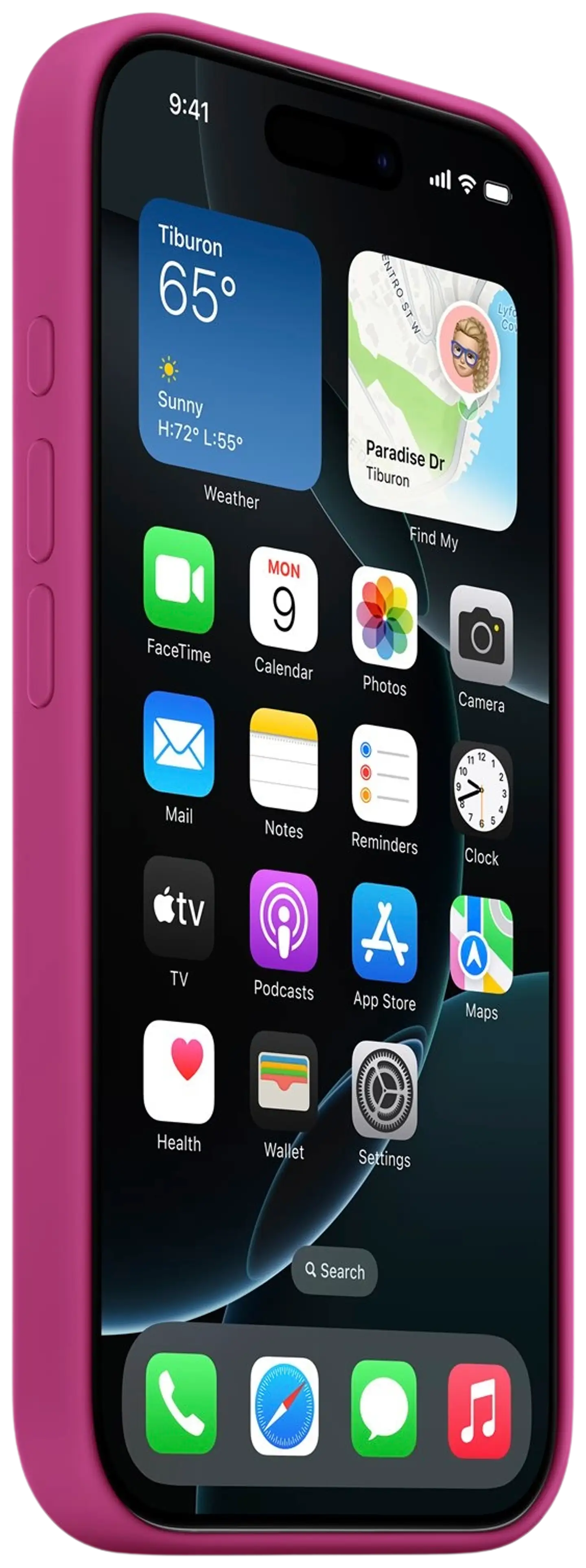 Apple iPhone 16 Pro silikoni suojakuori  - Fuchsia - 2