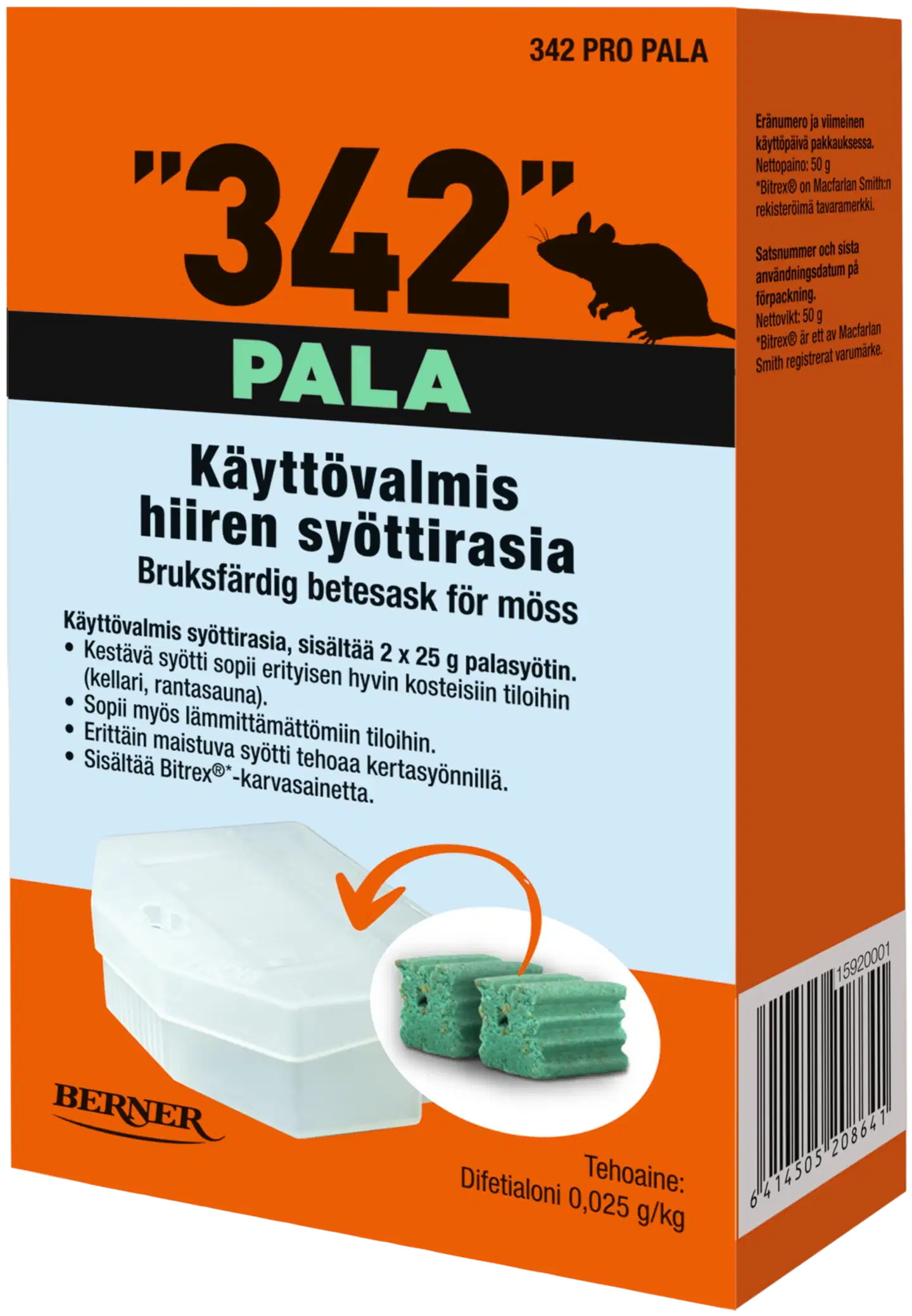 342 SYÖTTIRASIA 1 KPL, 50G PALASYÖTTI