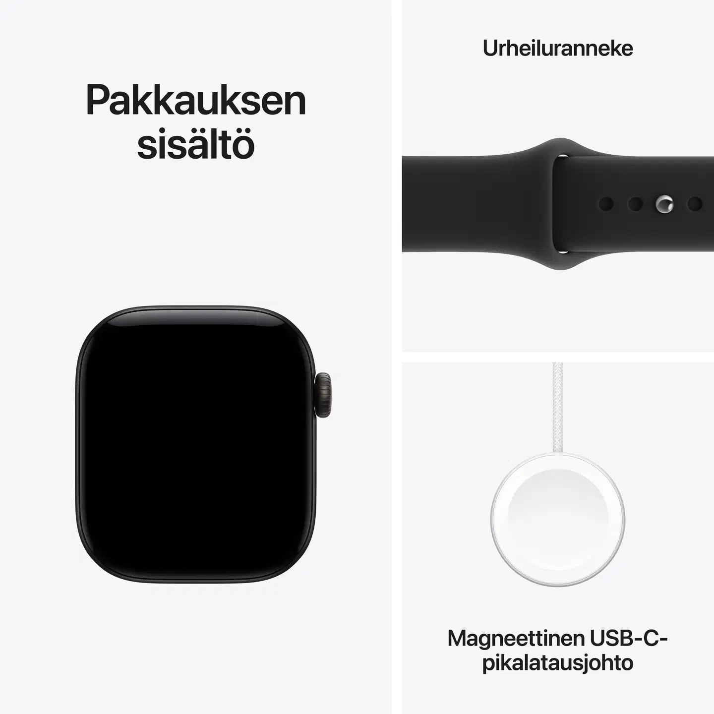 Apple Watch Series 12 GPS + Cellular 46 mm:n musta alumiinikuori ja musta urheiluranneke - S/M - MJG84QN/A - 6