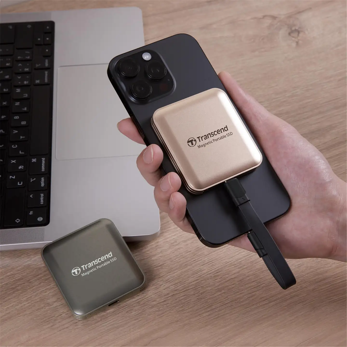 Transcend ESD420C Ulkoinen SSD kiintolevy magneetilla, 1TB, USB Type-C, Kulta - 3