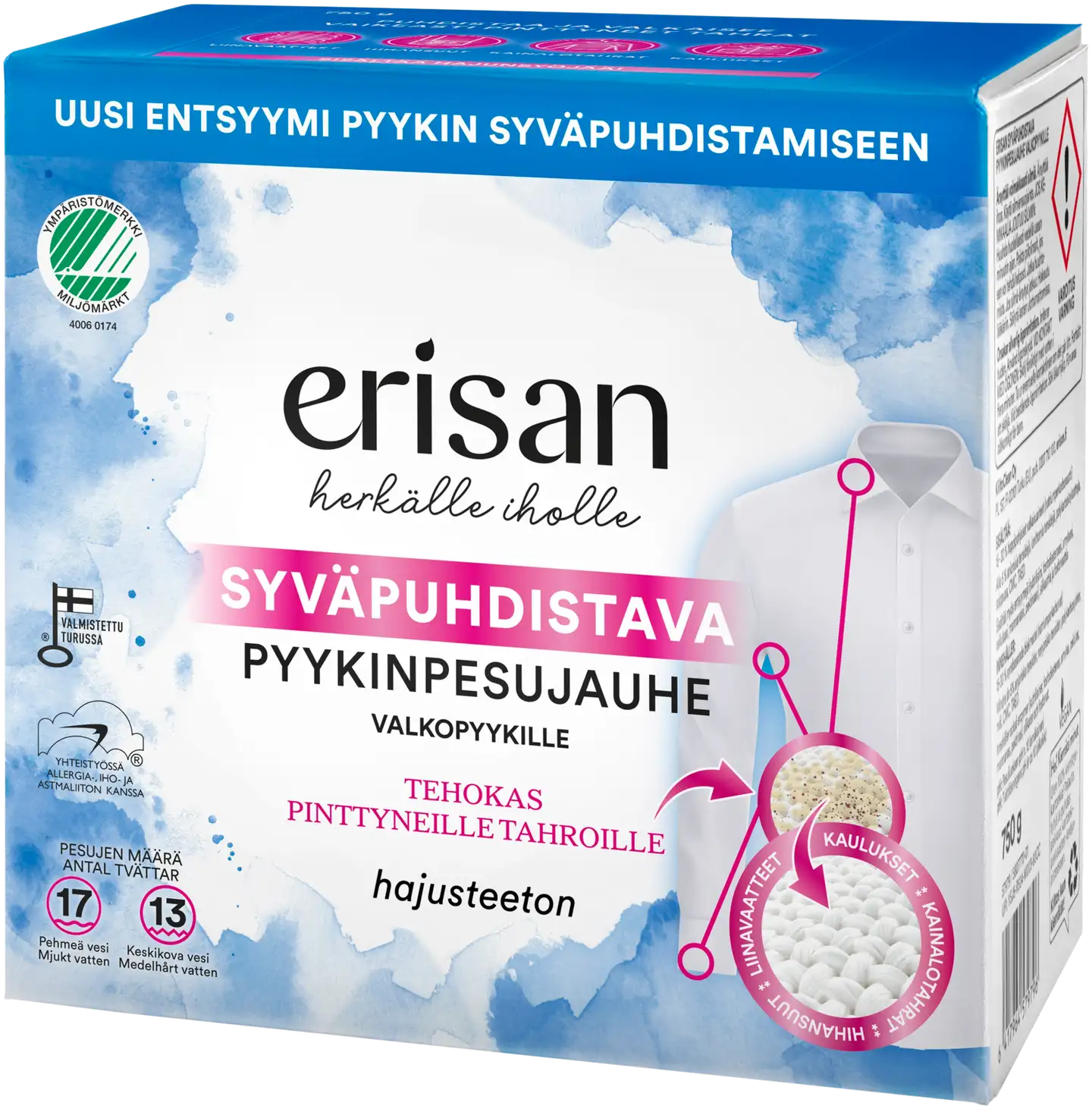 Erisan Syväpuhdistava Pyykinpesujauhe Valkopyykille 750g